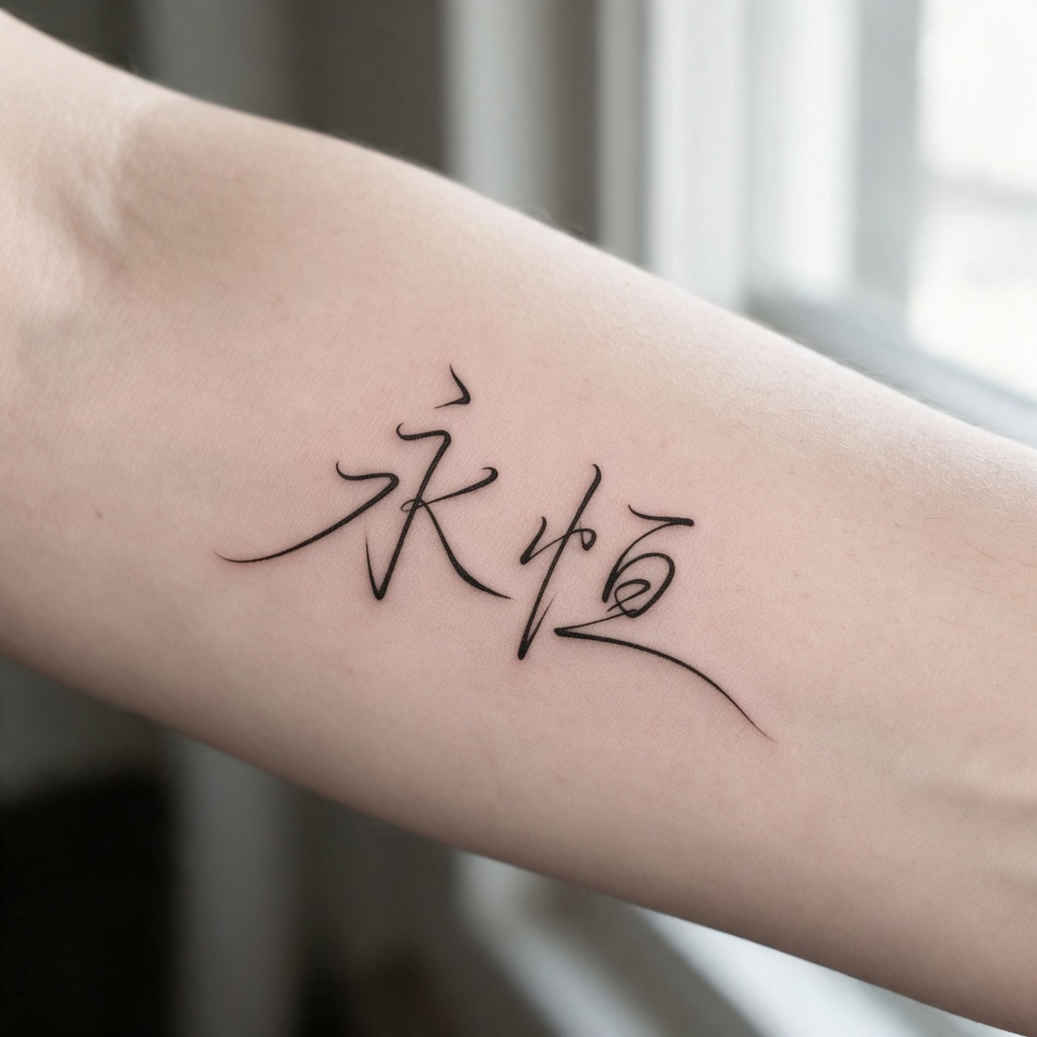 纹身花体字 AI 字体在 Seedream 上的生成结果：文字 永恒
