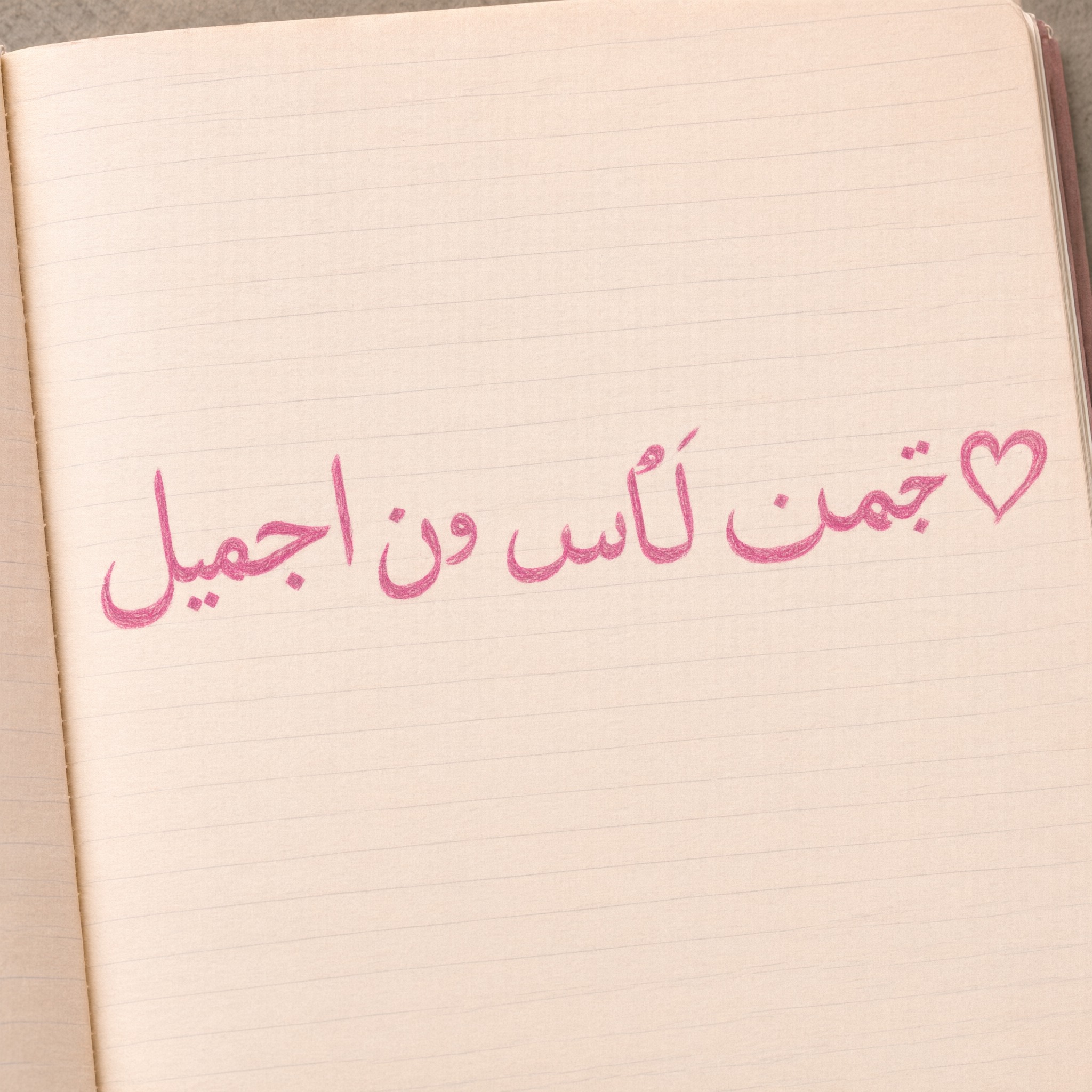 خط خط متصل لطيف بالذكاء الاصطناعي من توليد Qwen-Image: كلمة جميل