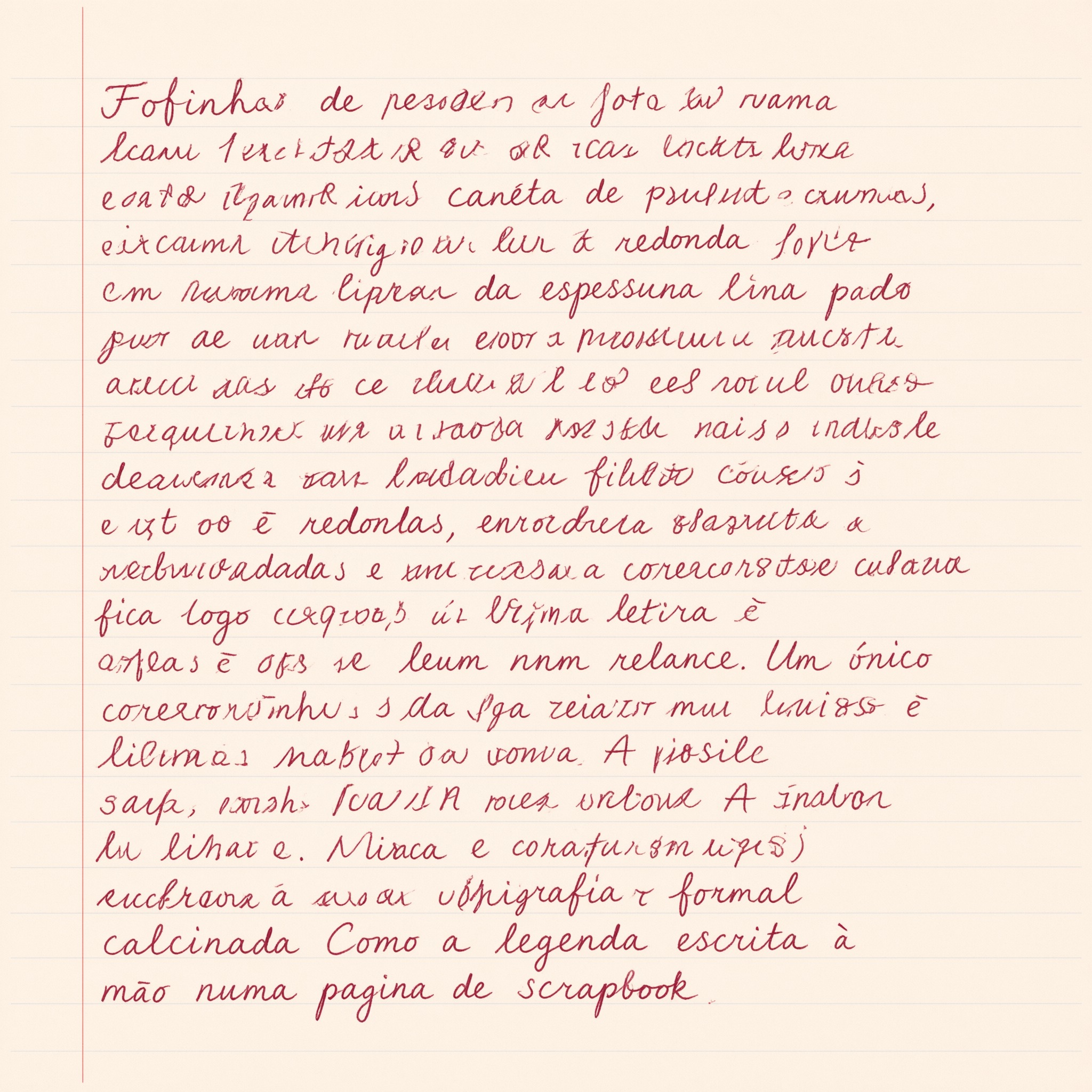 Fonte de IA Letra cursiva fofa gerada no Qwen-Image: a palavra Fofinha