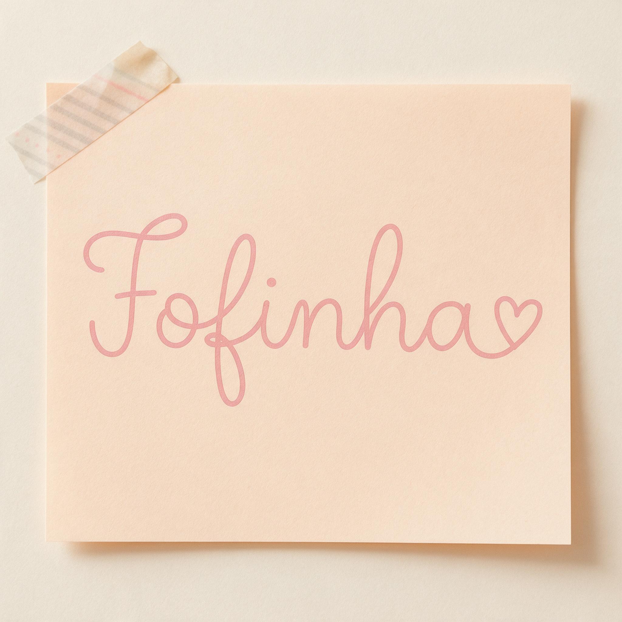 Fonte de IA Letra cursiva fofa gerada no Seedream: a palavra Fofinha