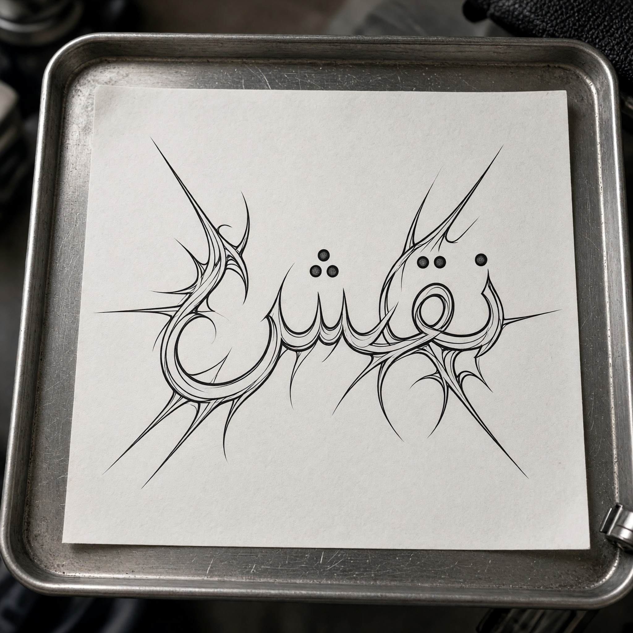 خط خط سايبر سيجيليزم بالذكاء الاصطناعي من توليد Grok Imagine: كلمة نقش