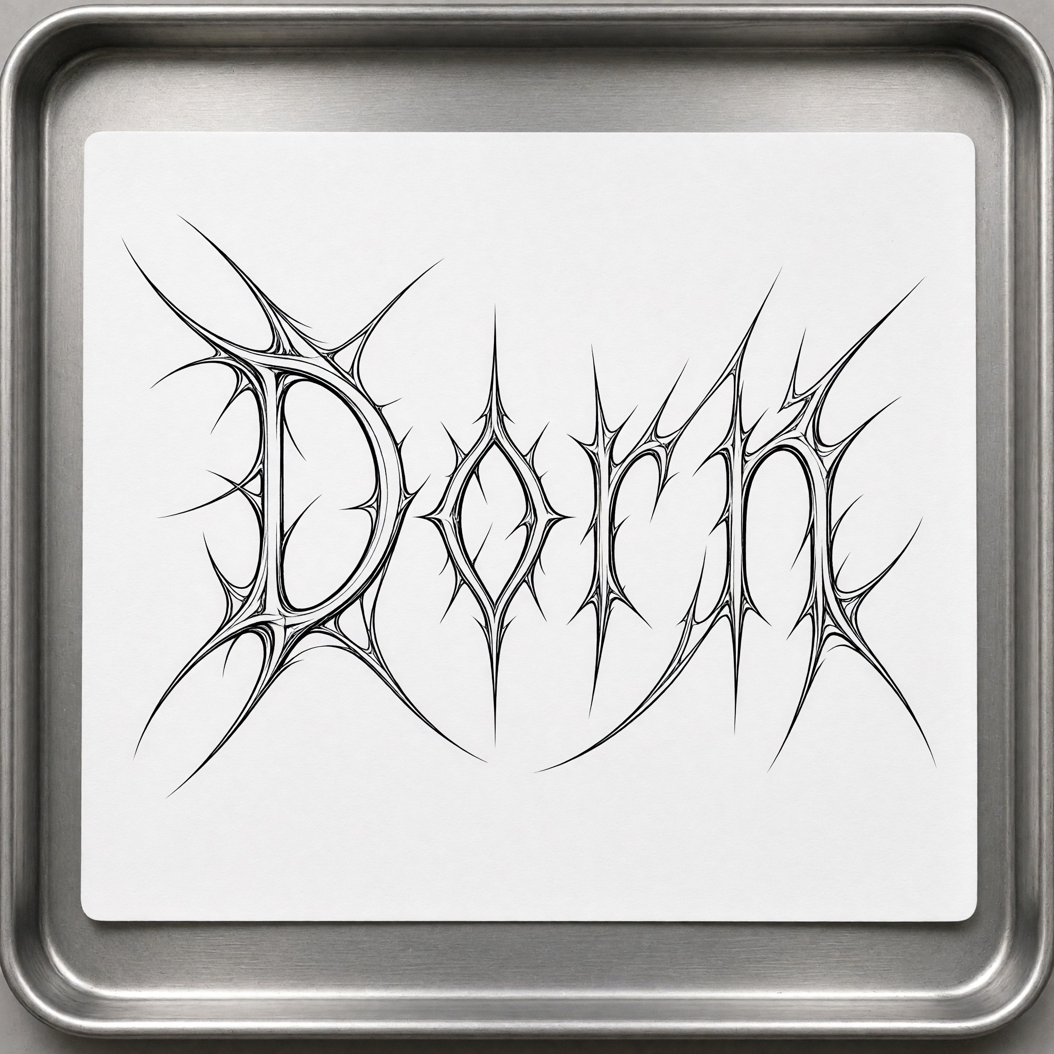 Cyber-Sigilism-Schrift KI-Schrift, erstellt mit Grok Imagine: das Wort Dorn