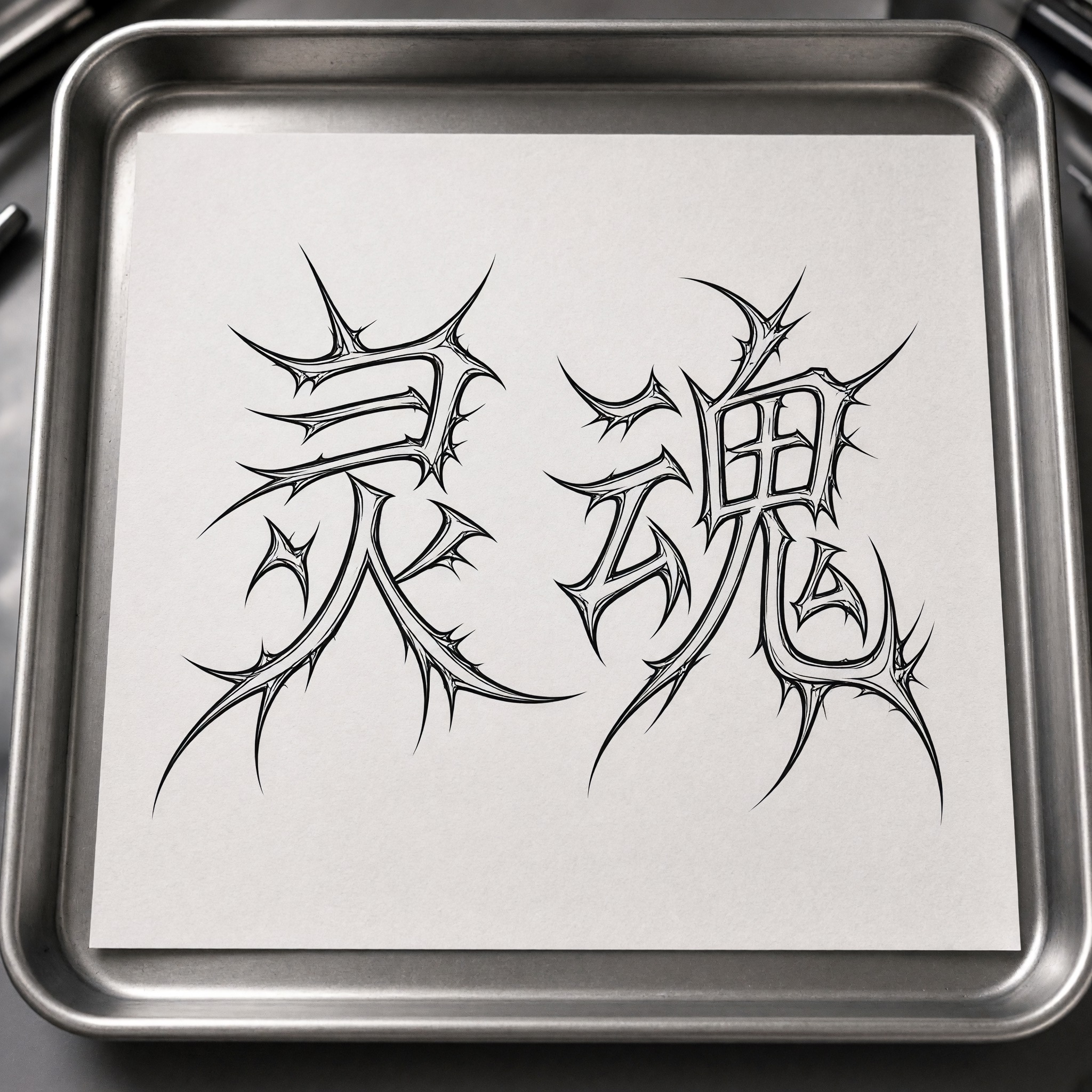赛博符文字体 AI 字体在 Grok Imagine 上的生成结果：文字 灵魂