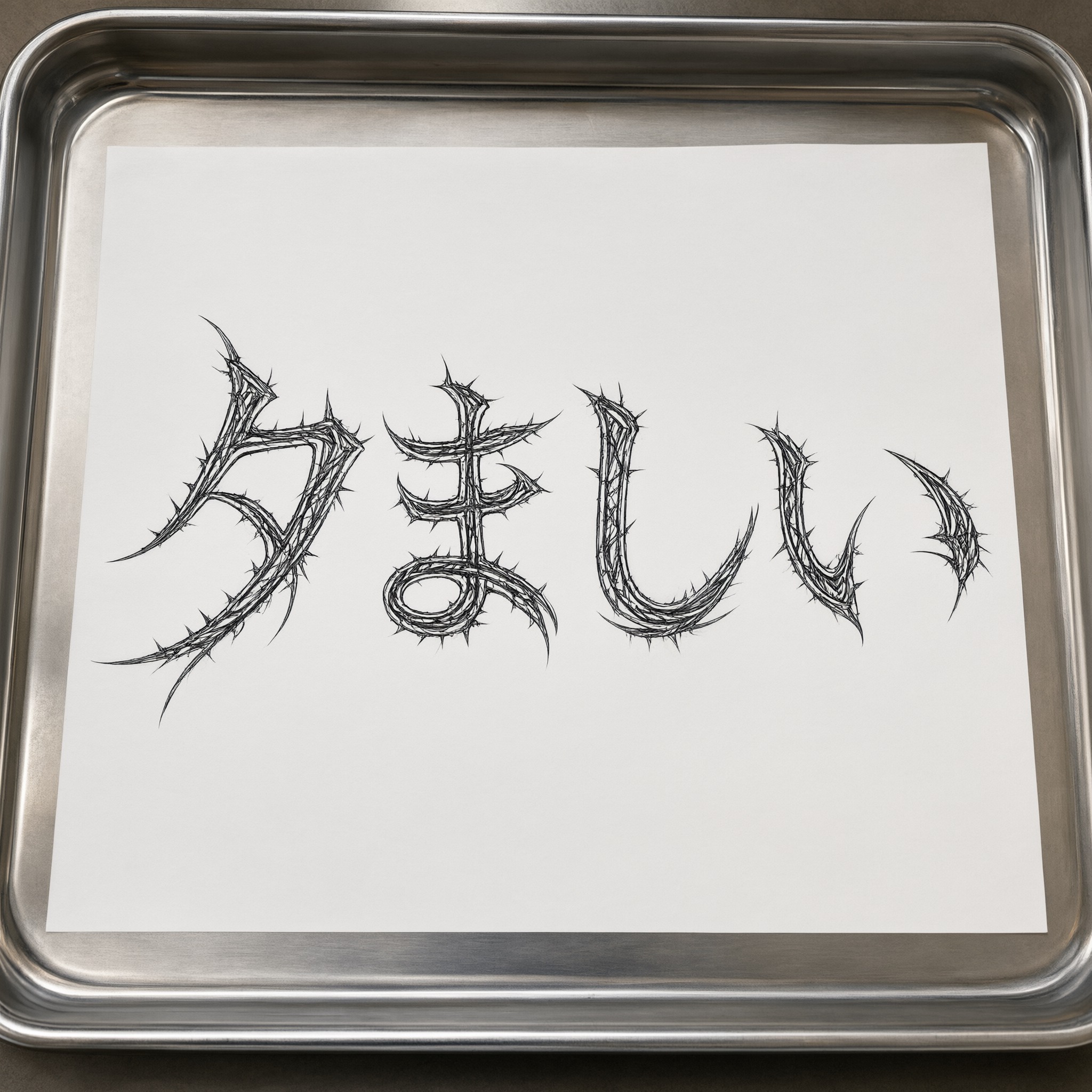 Qwen-Image で生成した サイバーシギリズム文字 AIフォント:文字「たましい」