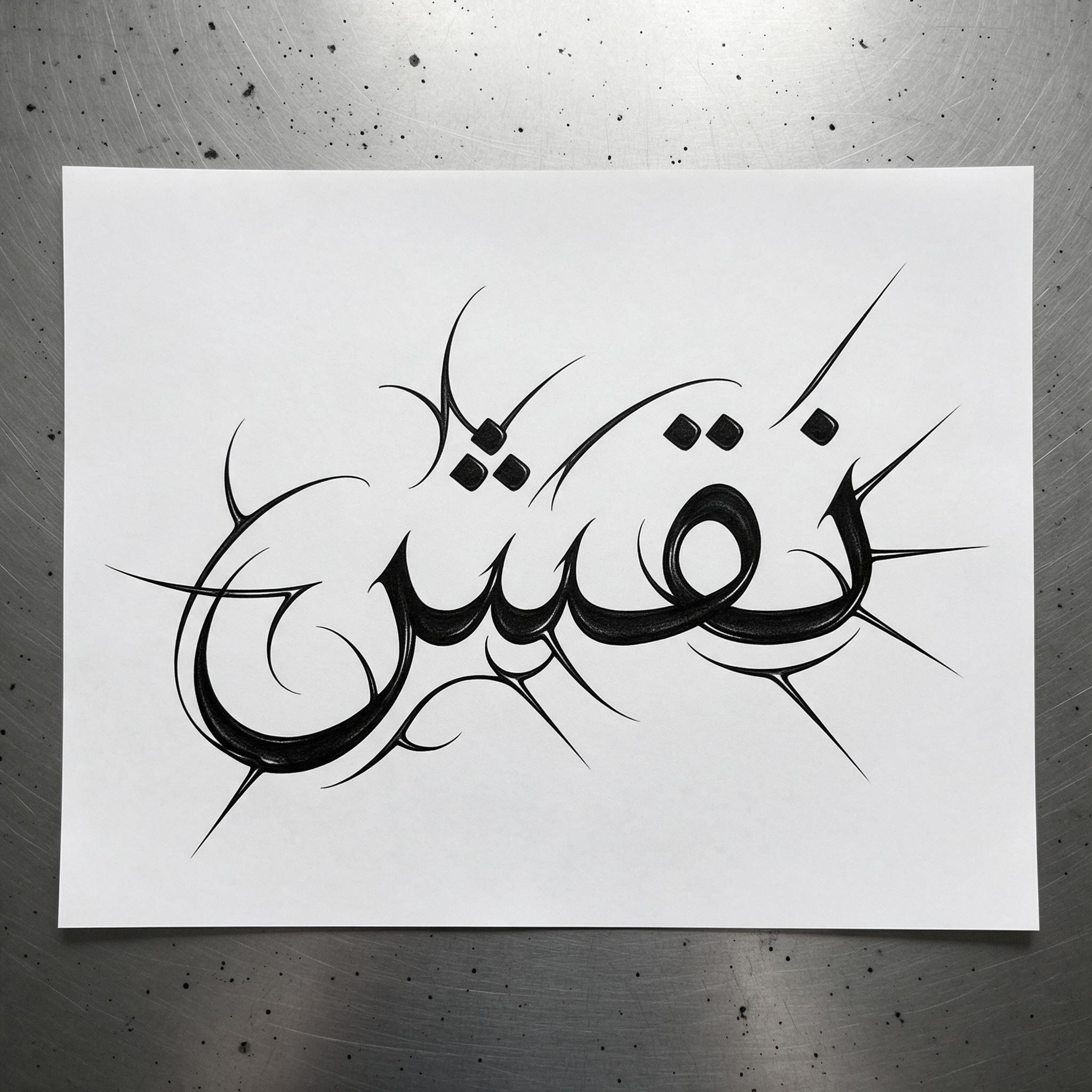 خط خط سايبر سيجيليزم بالذكاء الاصطناعي من توليد Seedream: كلمة نقش