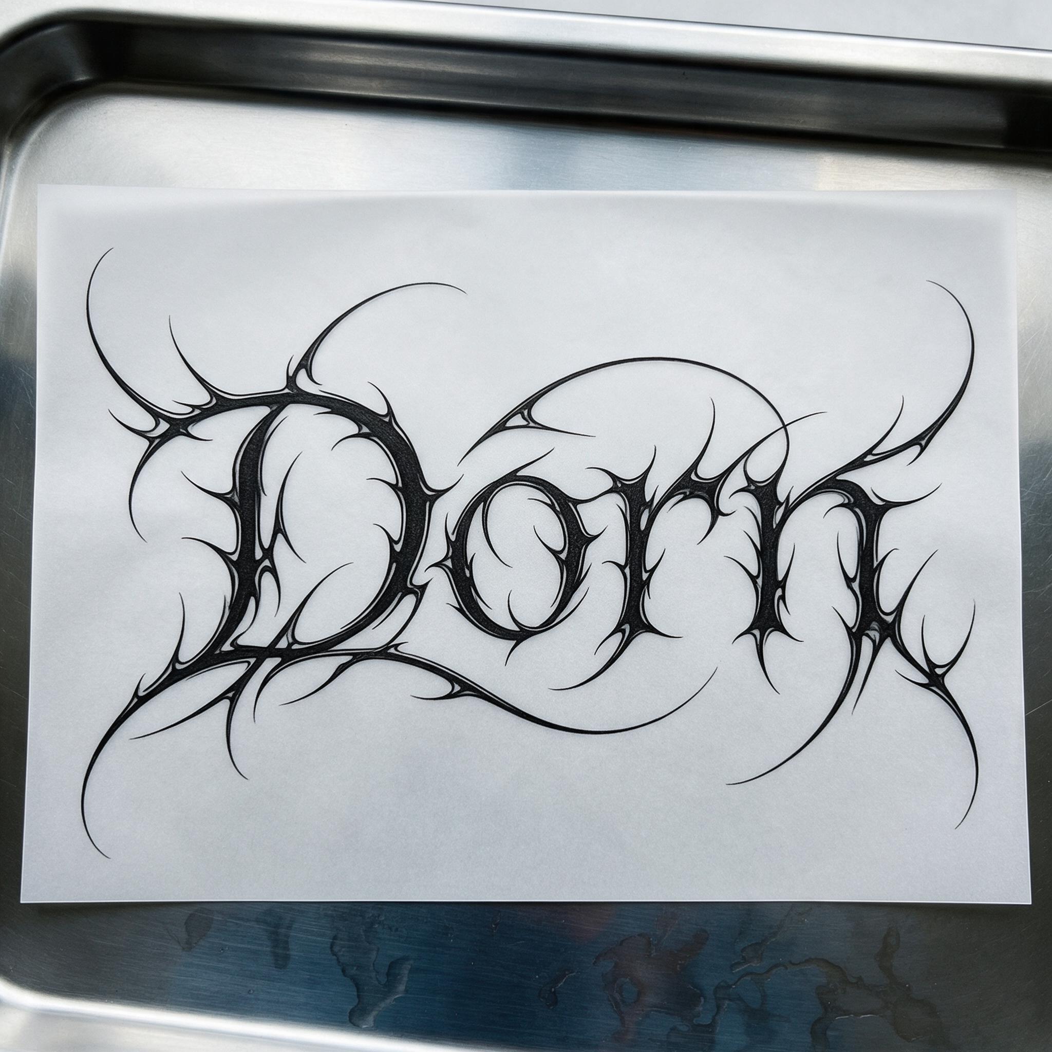 Cyber-Sigilism-Schrift KI-Schrift, erstellt mit Seedream: das Wort Dorn