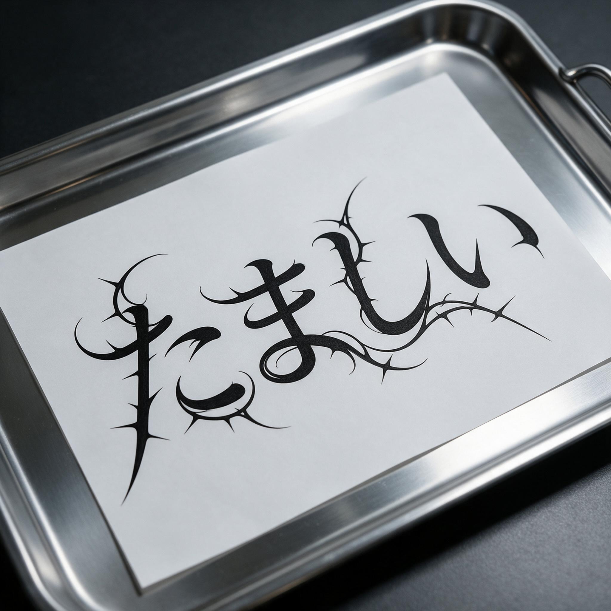 Seedream で生成した サイバーシギリズム文字 AIフォント:文字「たましい」