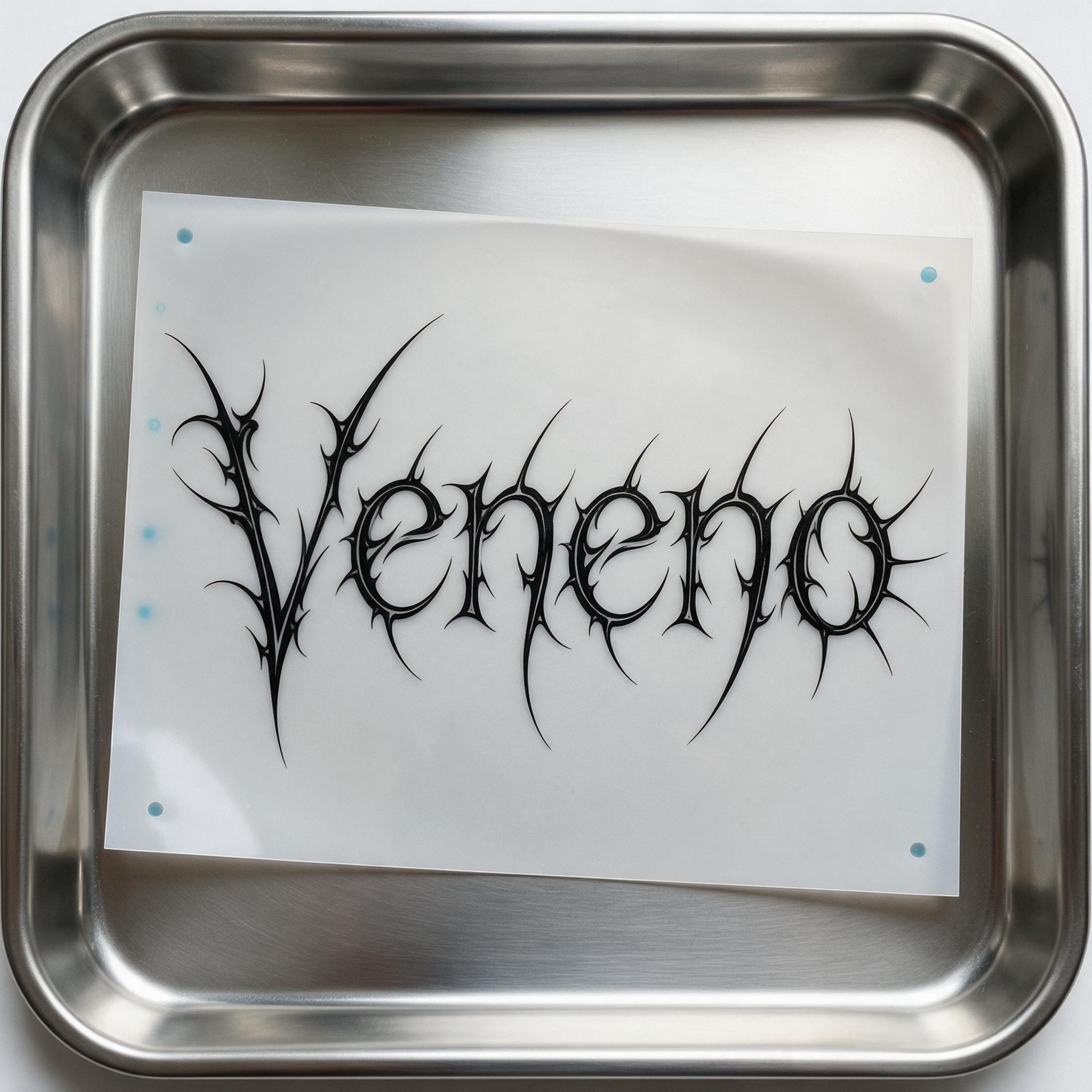 Fonte de IA Letra cyber sigilism gerada no Seedream: a palavra Veneno