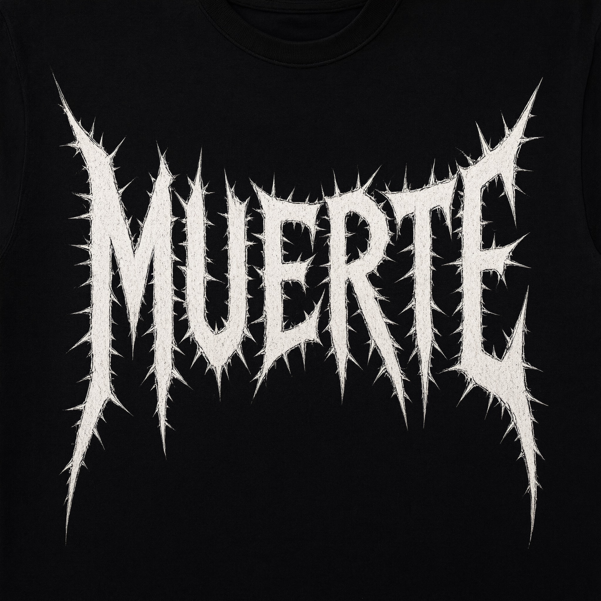 Fuente de IA Letras de death metal generada con Qwen-Image: la palabra MUERTE