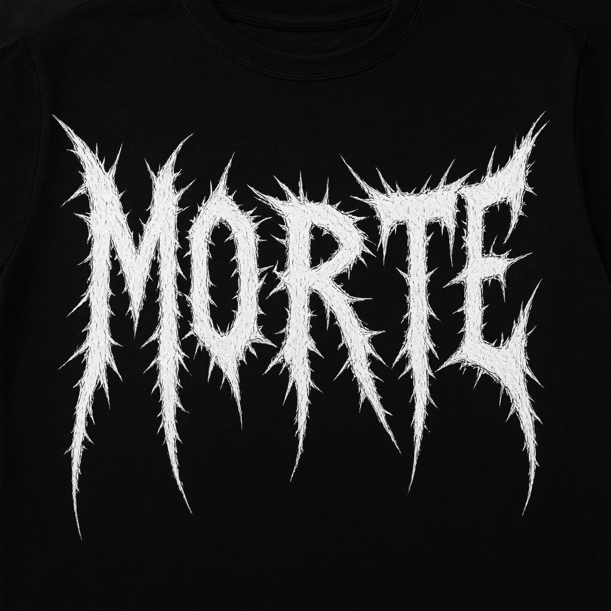Fonte de IA Fonte death metal gerada no Qwen-Image: a palavra MORTE