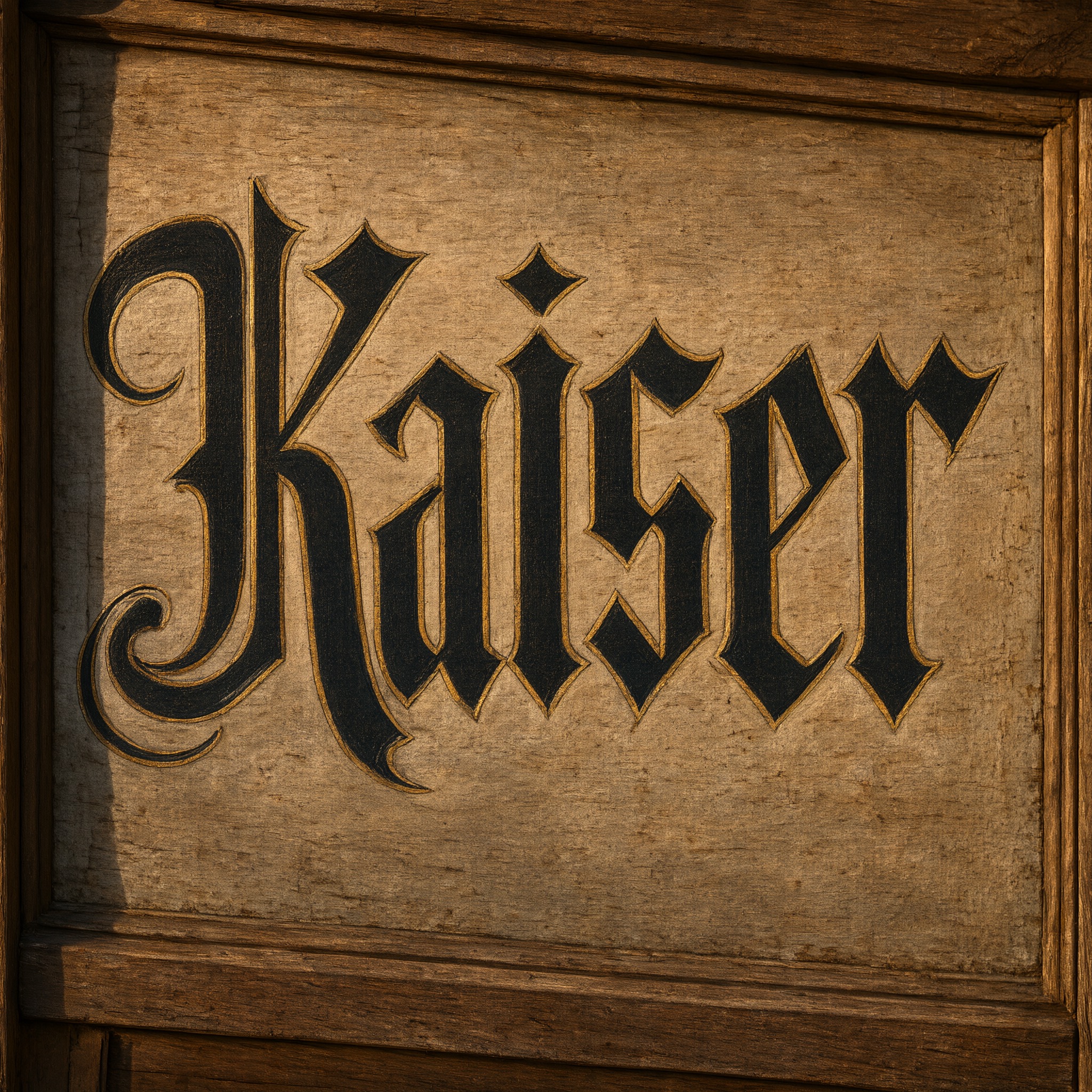 Frakturschrift KI-Schrift, erstellt mit Qwen-Image: das Wort Kaiser