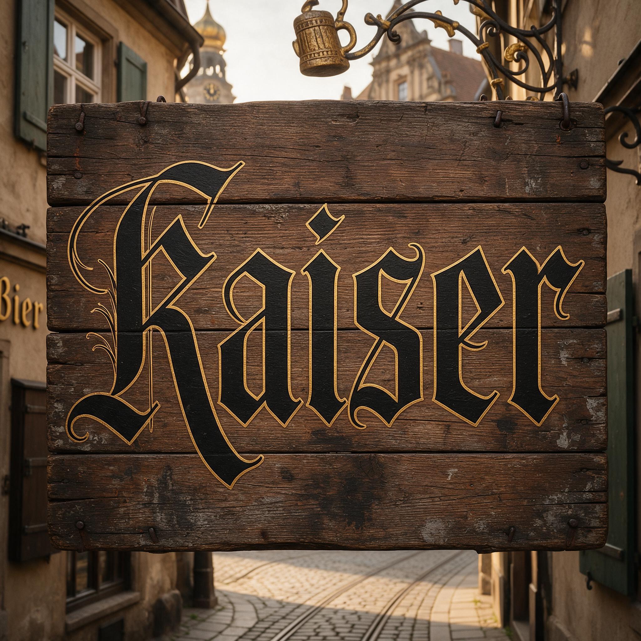 Frakturschrift KI-Schrift, erstellt mit Seedream: das Wort Kaiser