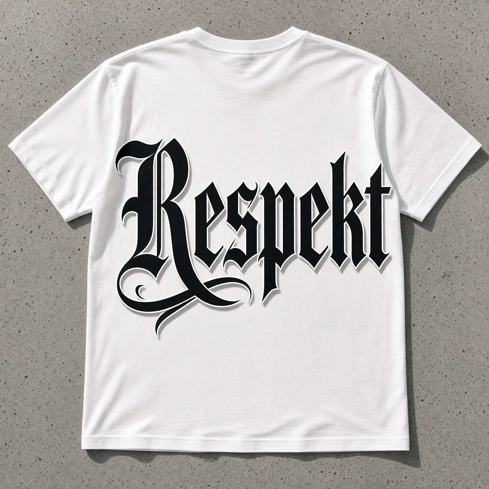 Gangster-Schrift KI-Schrift, erstellt mit Grok Imagine: das Wort Respekt