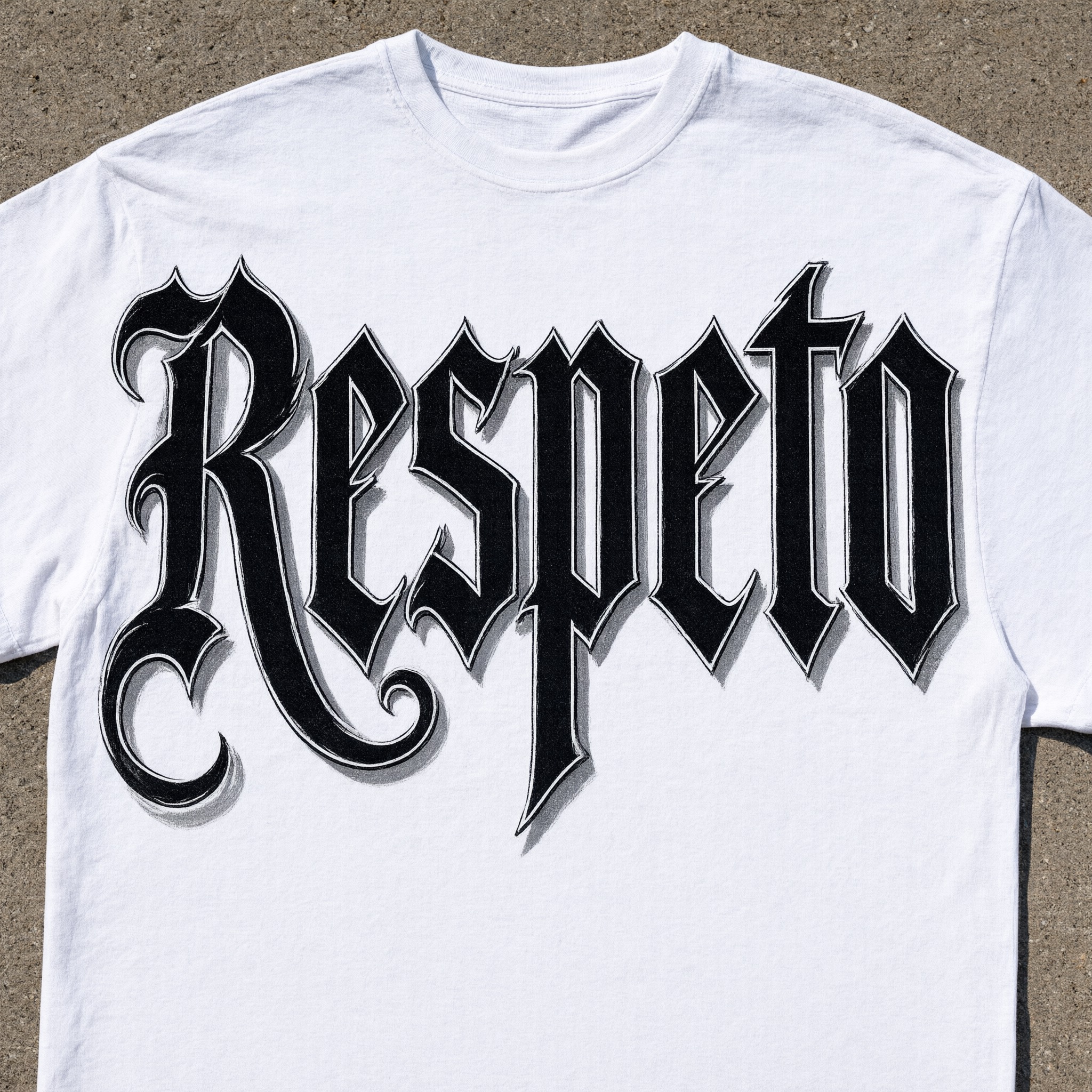 Fuente de IA Letras gangster generada con Qwen-Image: la palabra Respeto