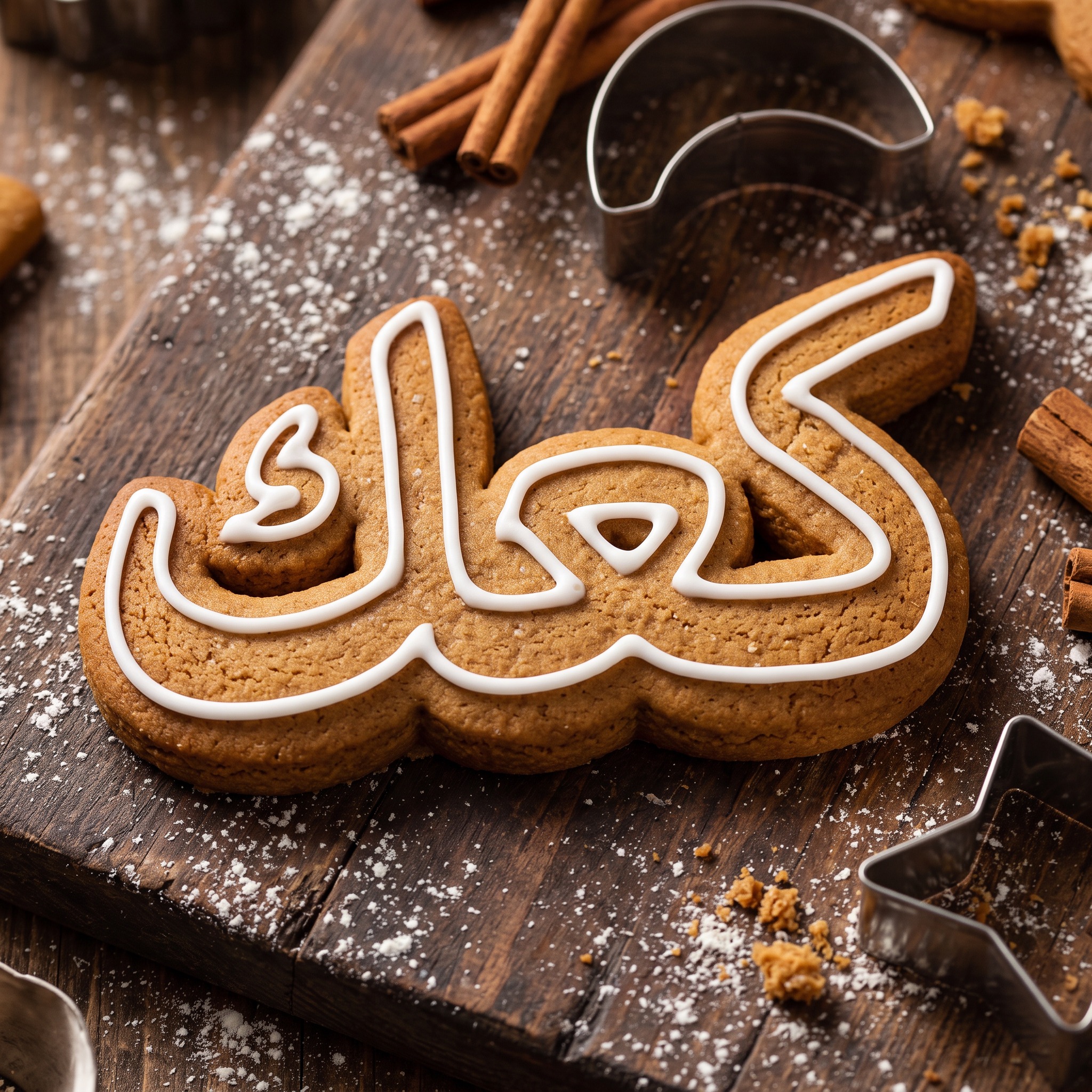 خط خط بسكويت الزنجبيل بالذكاء الاصطناعي من توليد Nano Banana: كلمة كعك