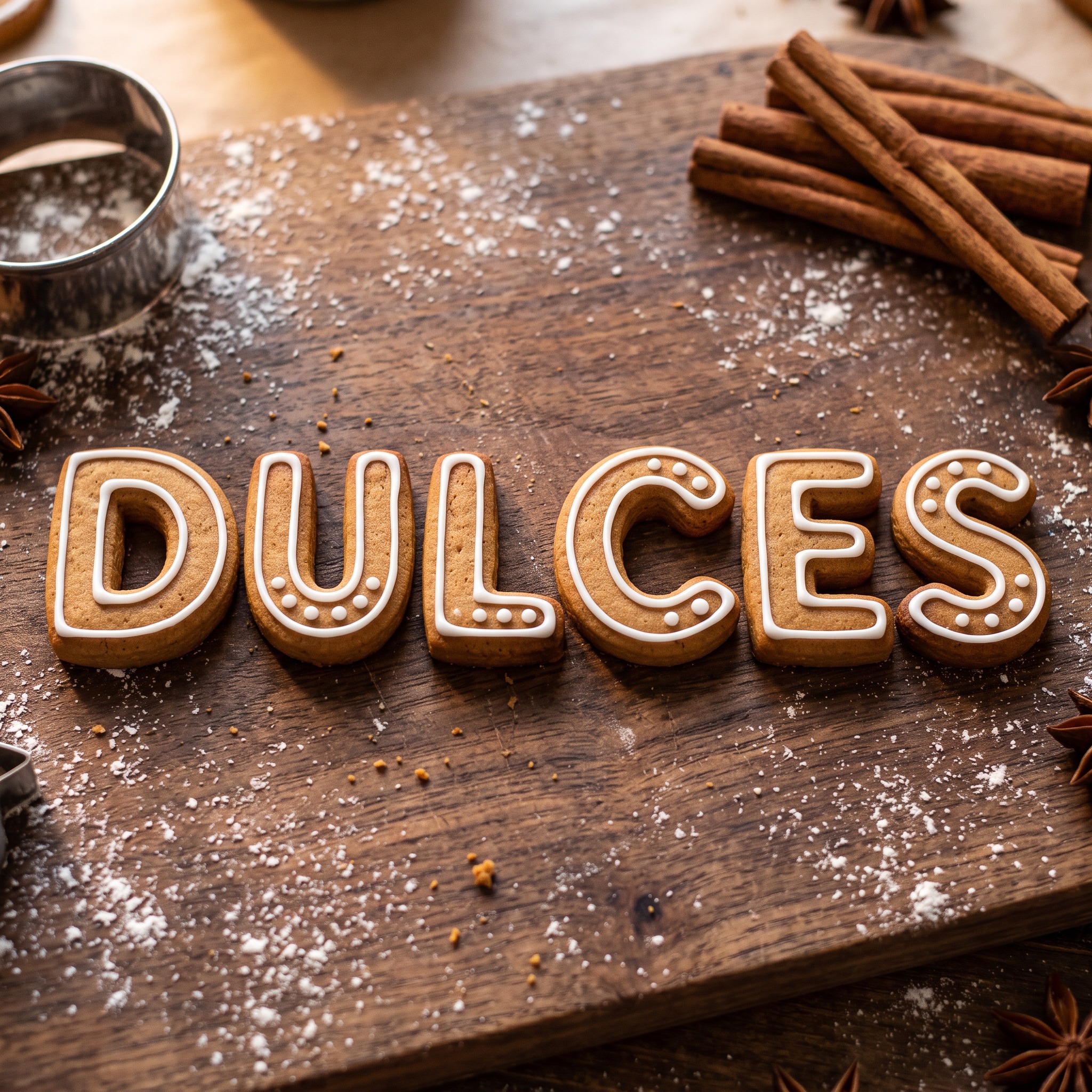 Fuente de IA Letras de galleta de jengibre generada con Nano Banana: la palabra DULCES