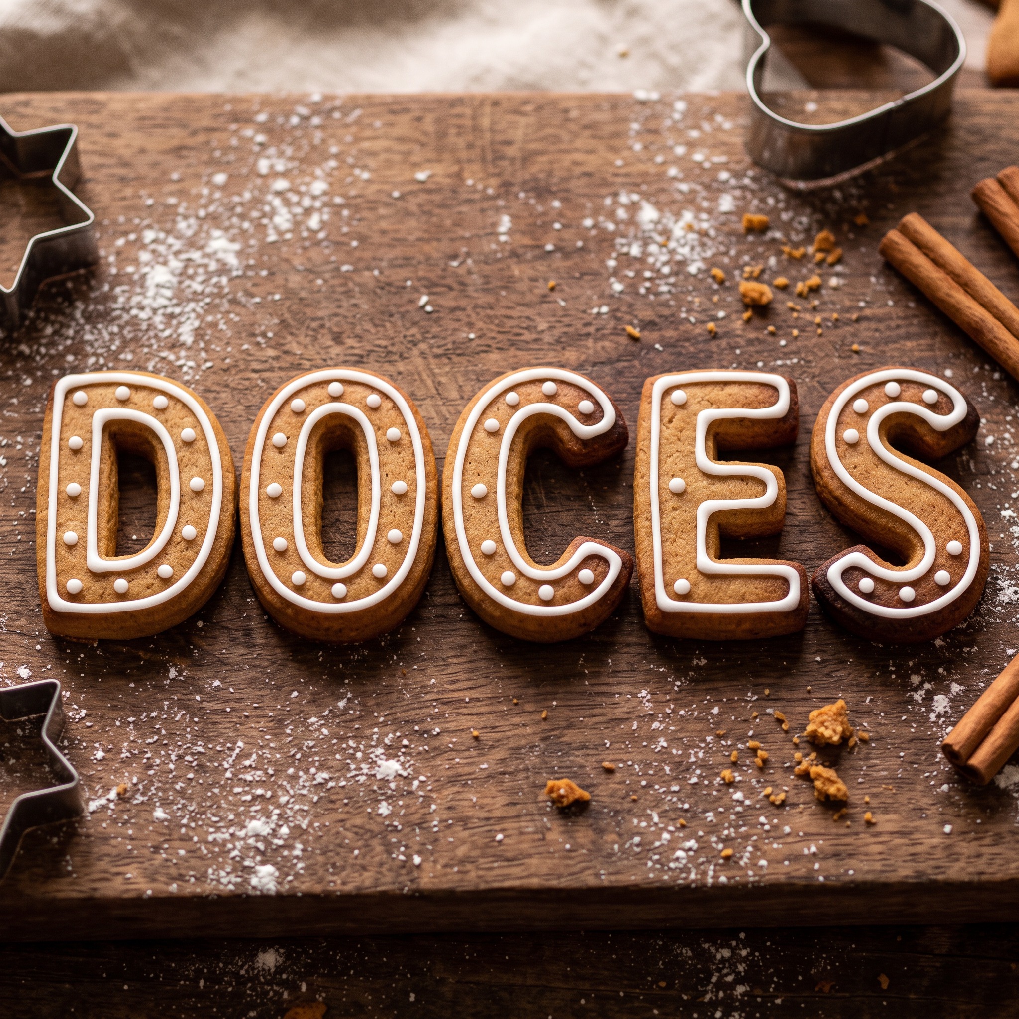 Fonte de IA Letras de biscoito de gengibre gerada no Nano Banana: a palavra DOCES