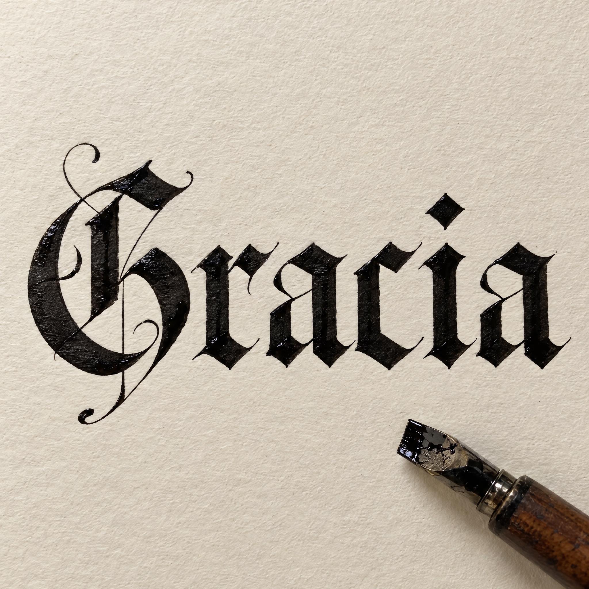 Imagen de ejemplo de la fuente de IA Caligrafía gótica