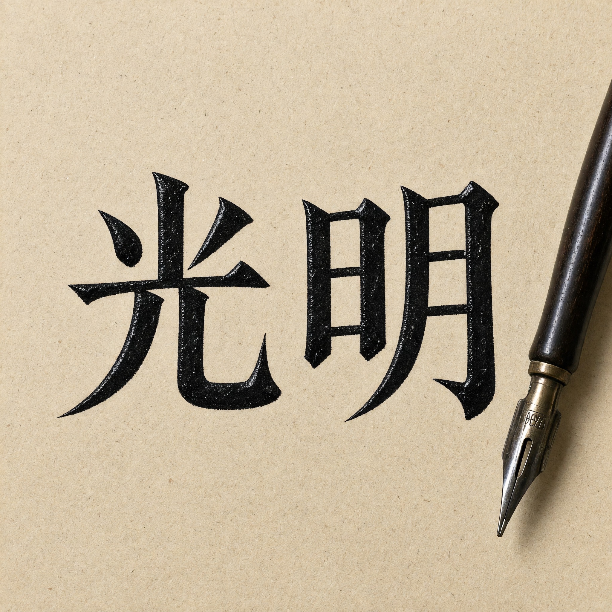 哥特书法 AI 字体在 Grok Imagine 上的生成结果：文字 光明