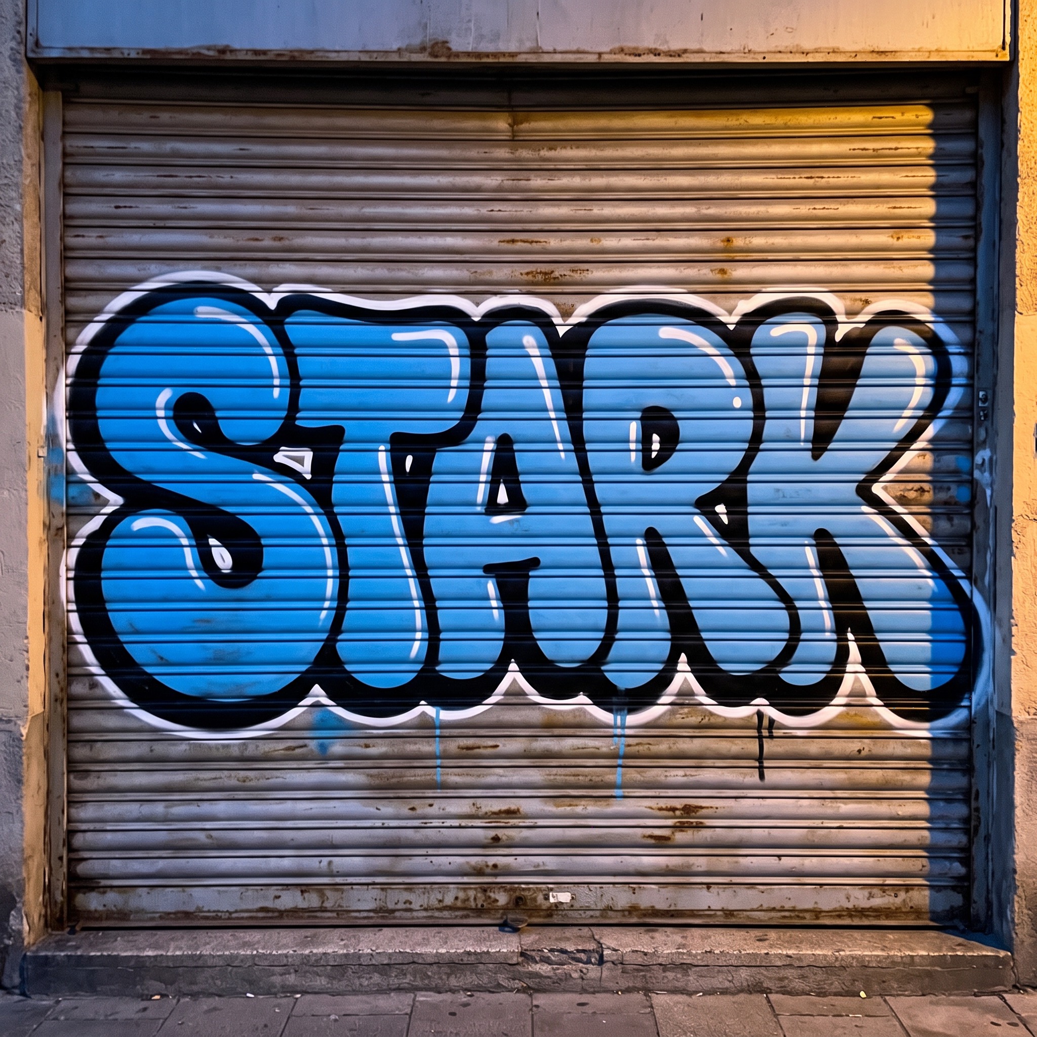 Bubble-Graffiti KI-Schrift, erstellt mit Nano Banana: das Wort STARK