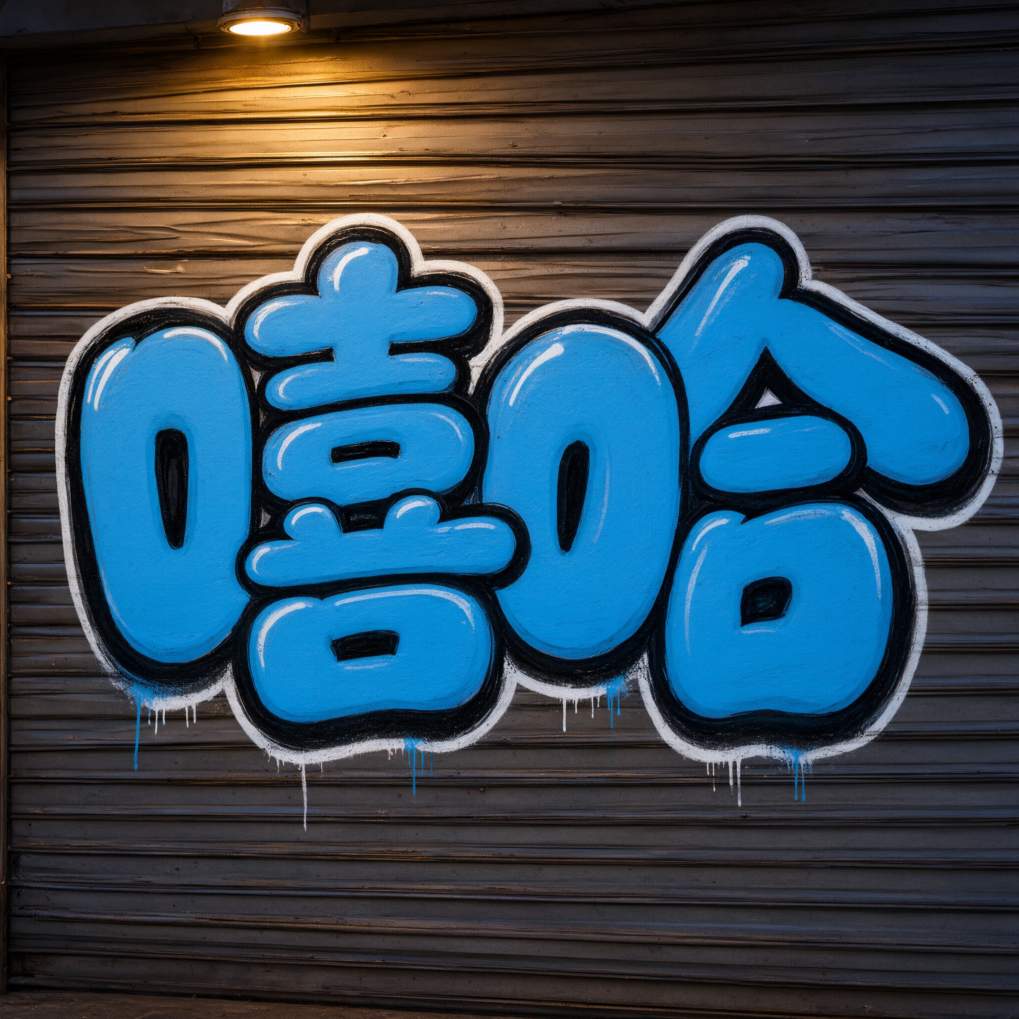涂鸦泡泡字 AI 字体在 Qwen-Image 上的生成结果：文字 嘻哈