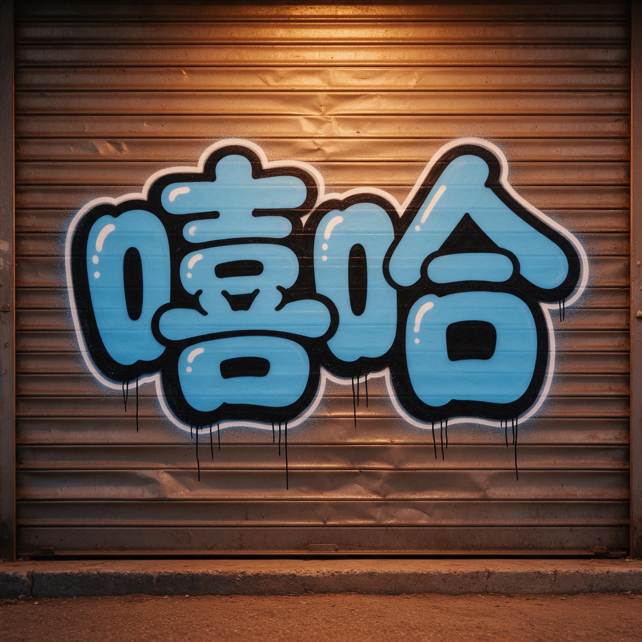 涂鸦泡泡字 AI 字体在 Seedream 上的生成结果：文字 嘻哈