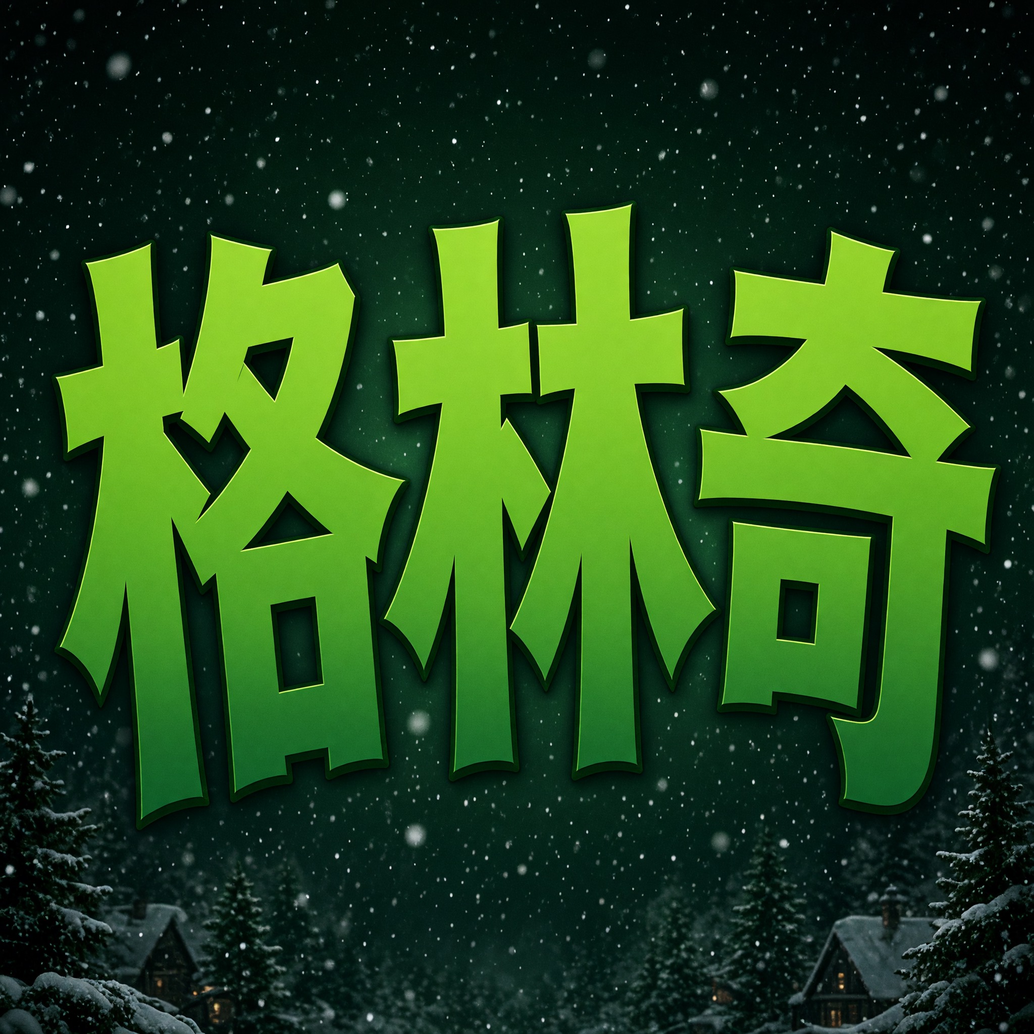 格林奇字体 AI 字体在 Grok Imagine 上的生成结果：文字 格林奇