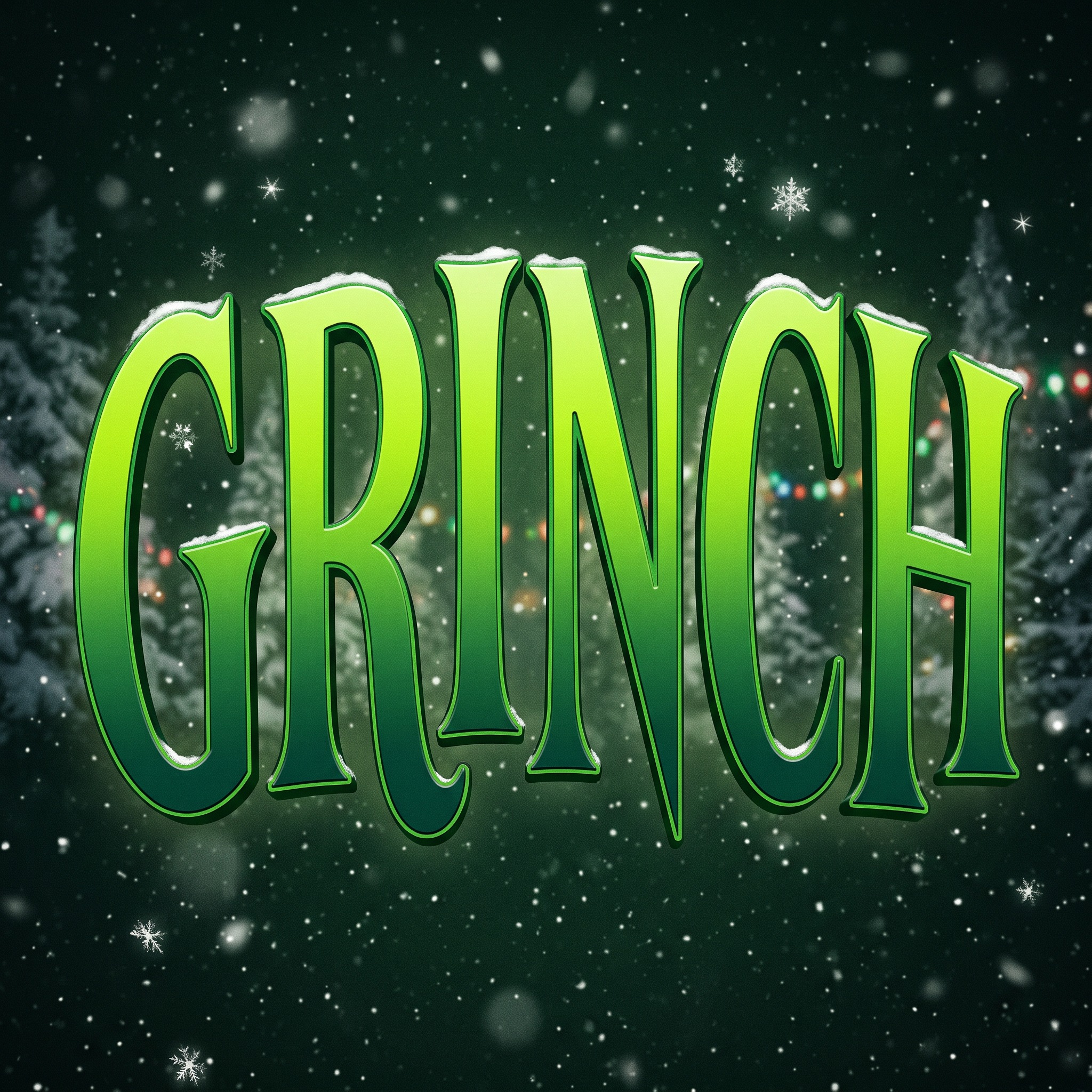 Grinch Font AI font generated with Nano Banana: the word GRINCH
