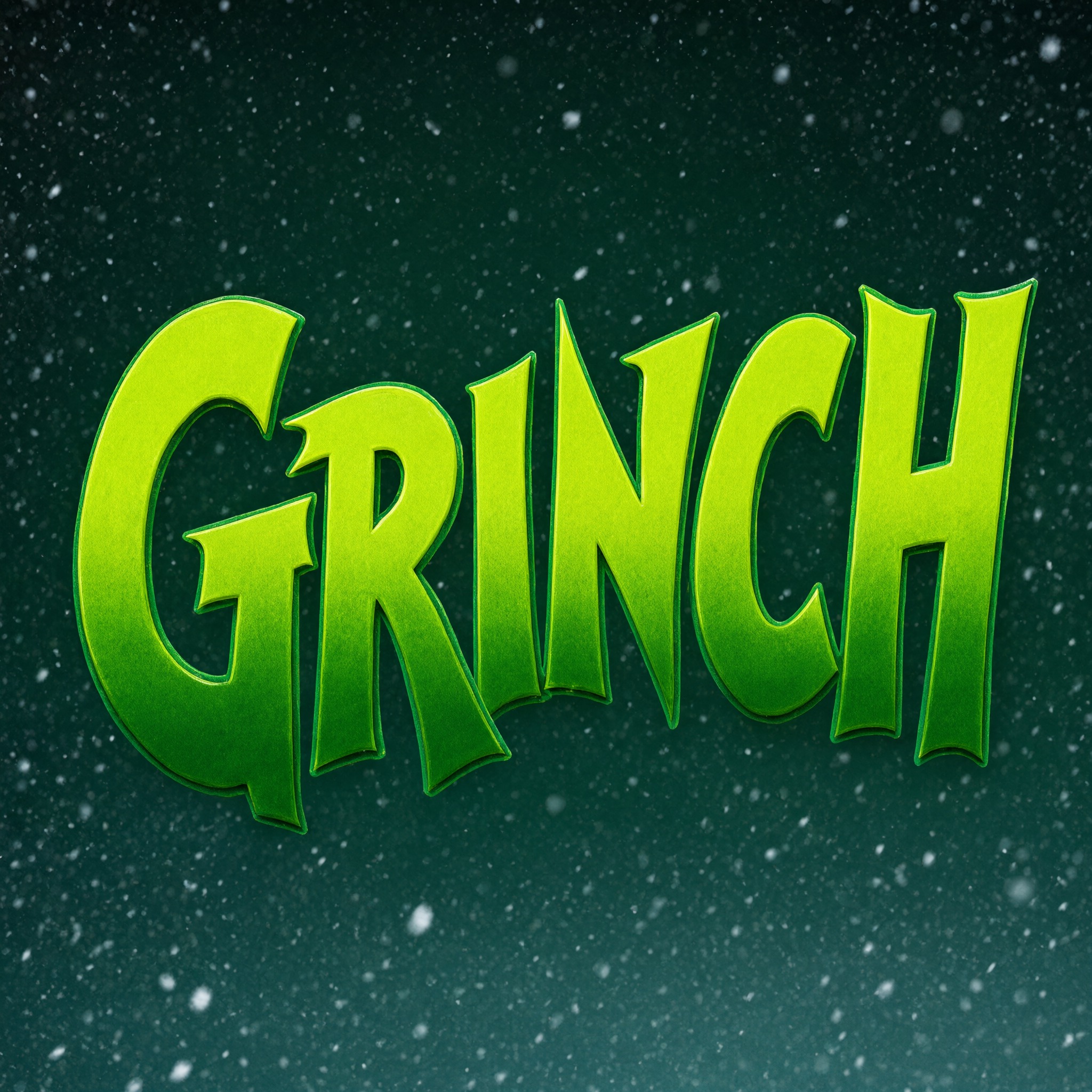 Grinch Font AI font generated with Qwen-Image: the word GRINCH
