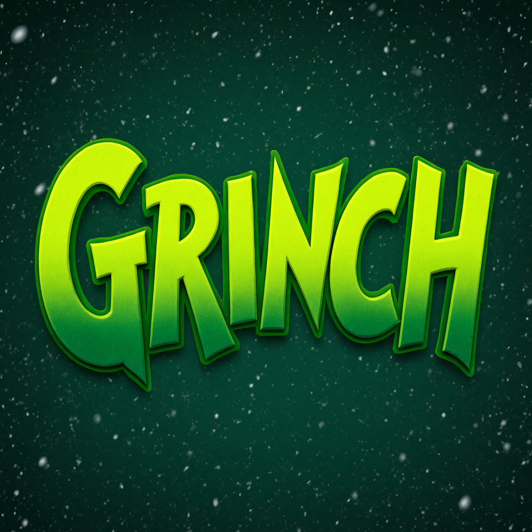 Fuente de IA Letra del Grinch generada con Qwen-Image: la palabra GRINCH