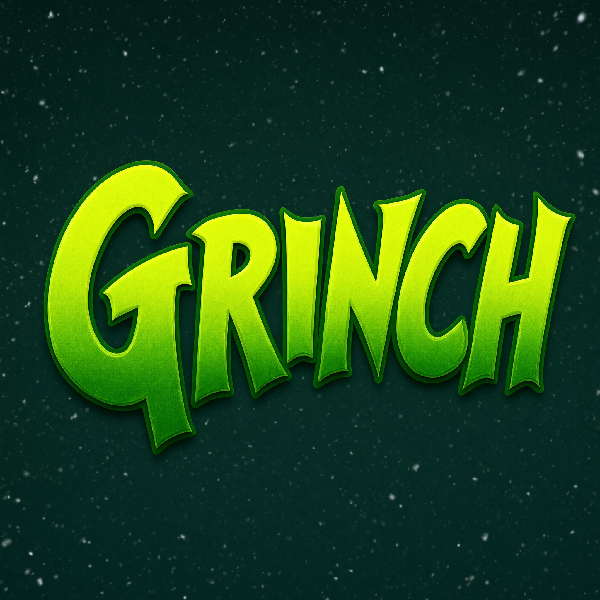 Fonte de IA Fonte do Grinch gerada no Qwen-Image: a palavra GRINCH