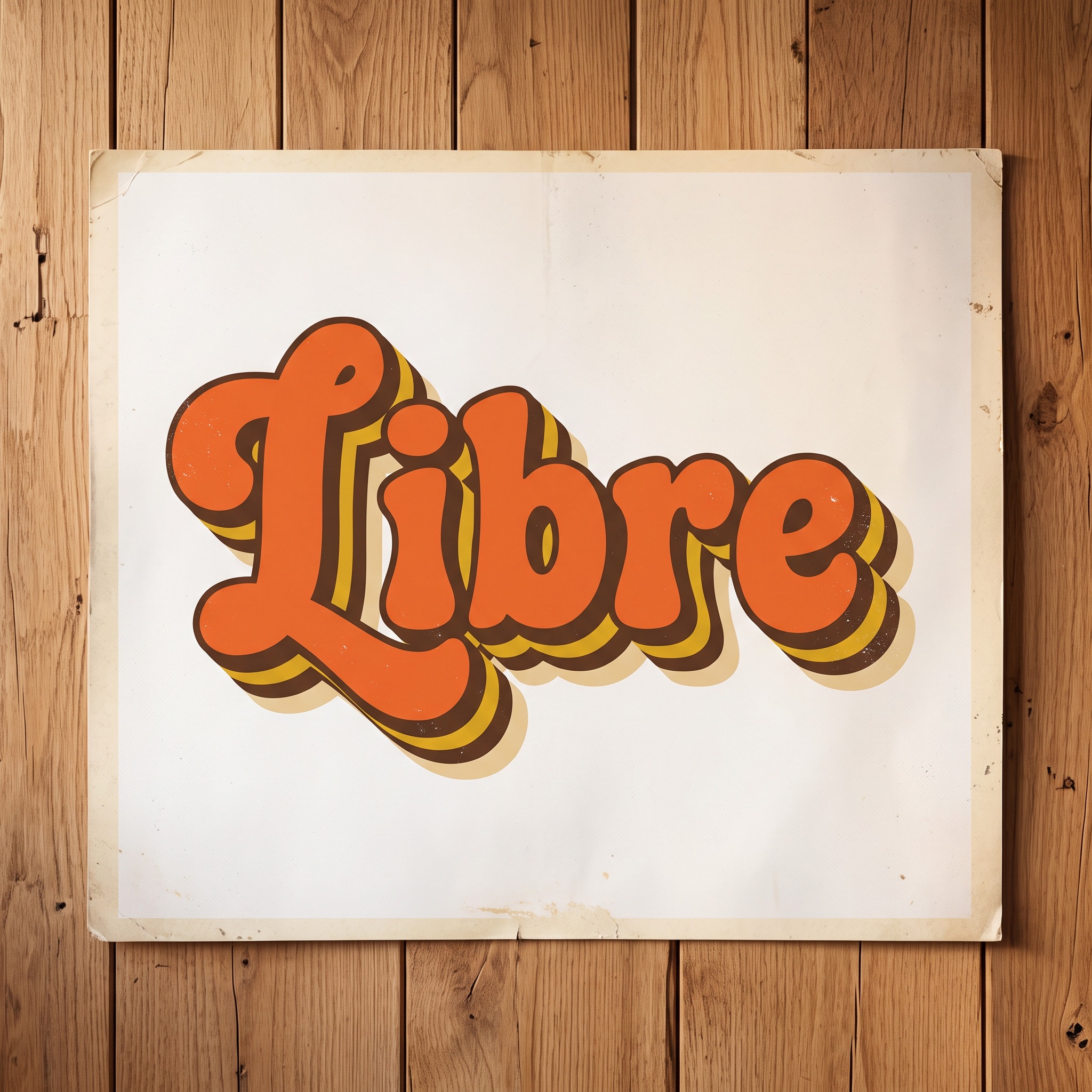 Fuente de IA Letras groovy generada con Nano Banana: la palabra Libre