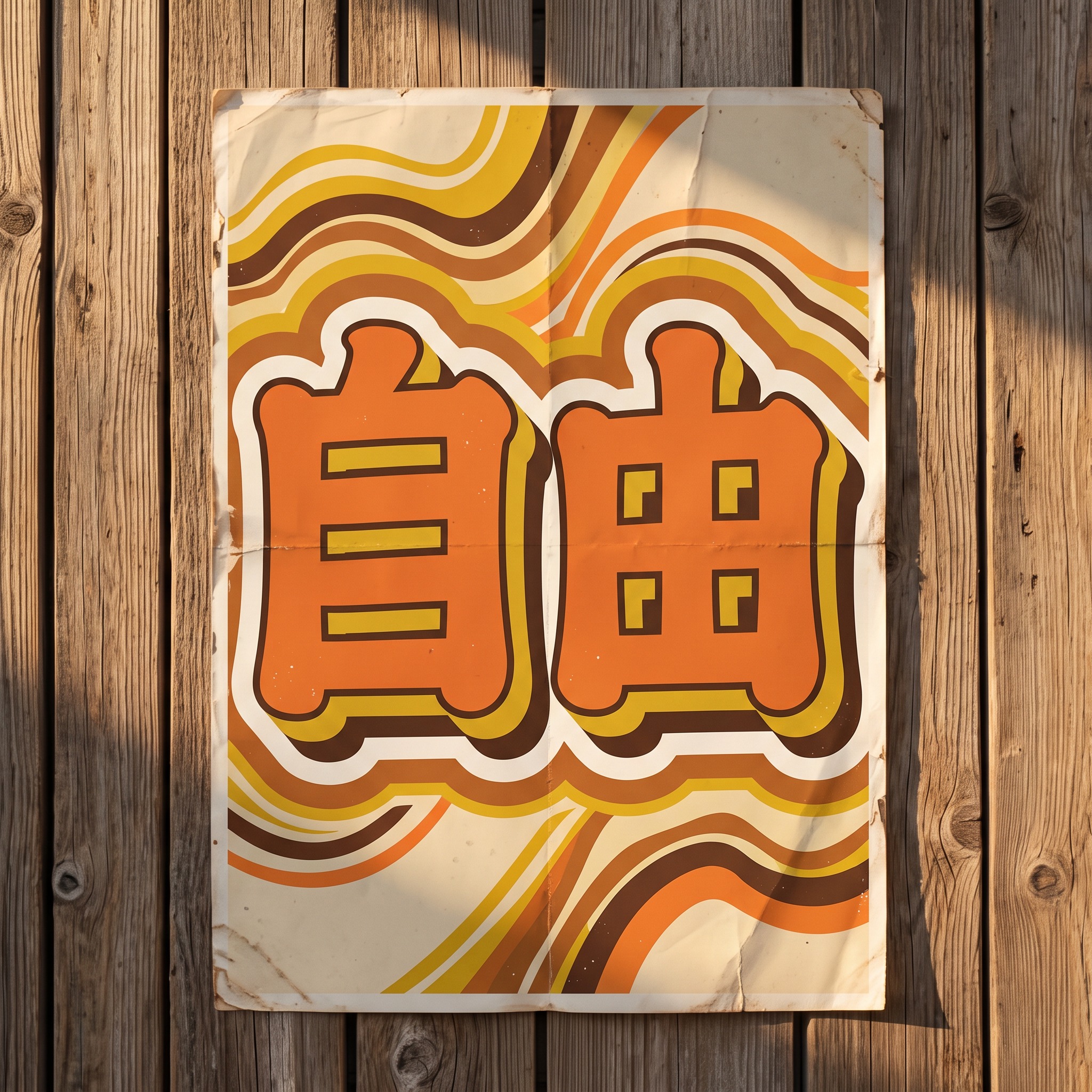 70年代复古字体 AI 字体在 Nano Banana 上的生成结果：文字 自由