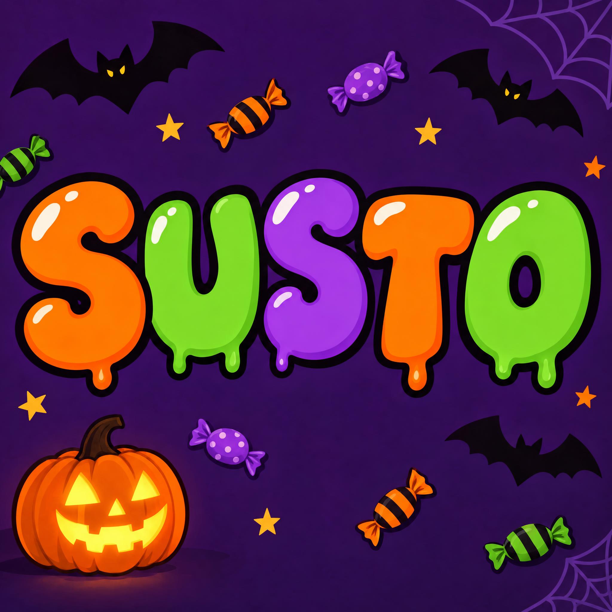 Imagem de exemplo da fonte de IA Letras bolha de Halloween