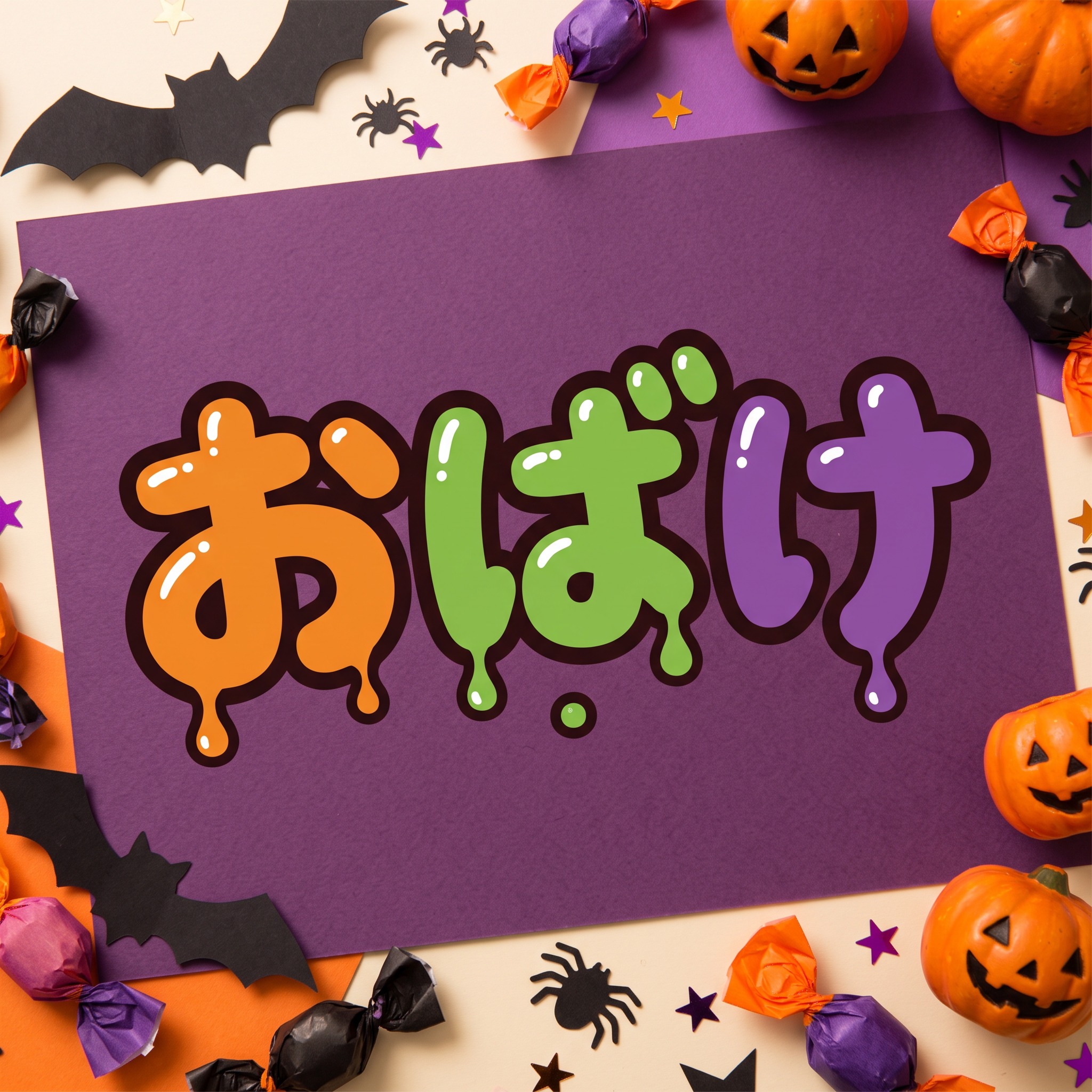 Nano Banana で生成した ハロウィンのバブル文字 AIフォント：文字「おばけ」