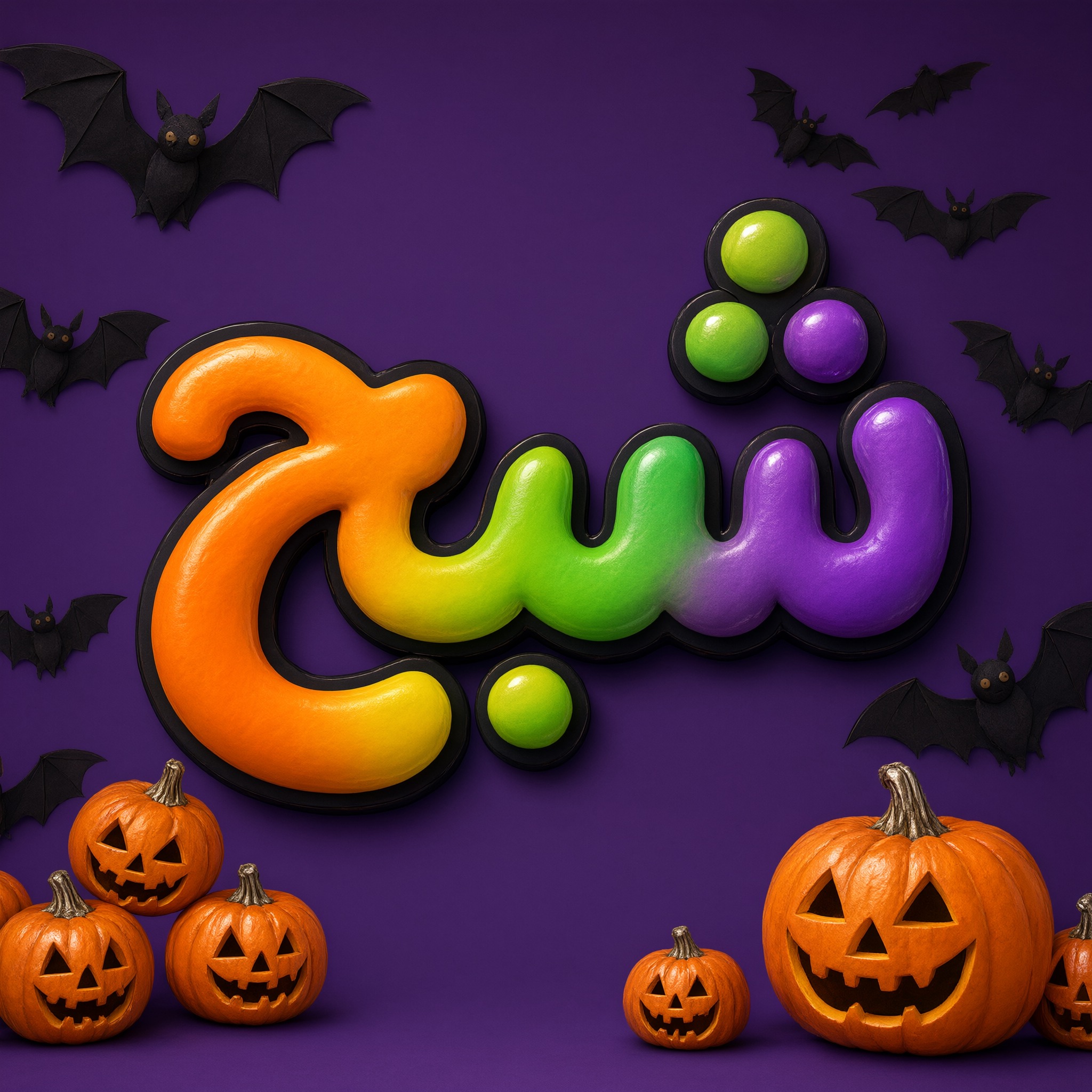 خط حروف فقاعات الهالوين بالذكاء الاصطناعي من توليد Qwen-Image: كلمة شبح