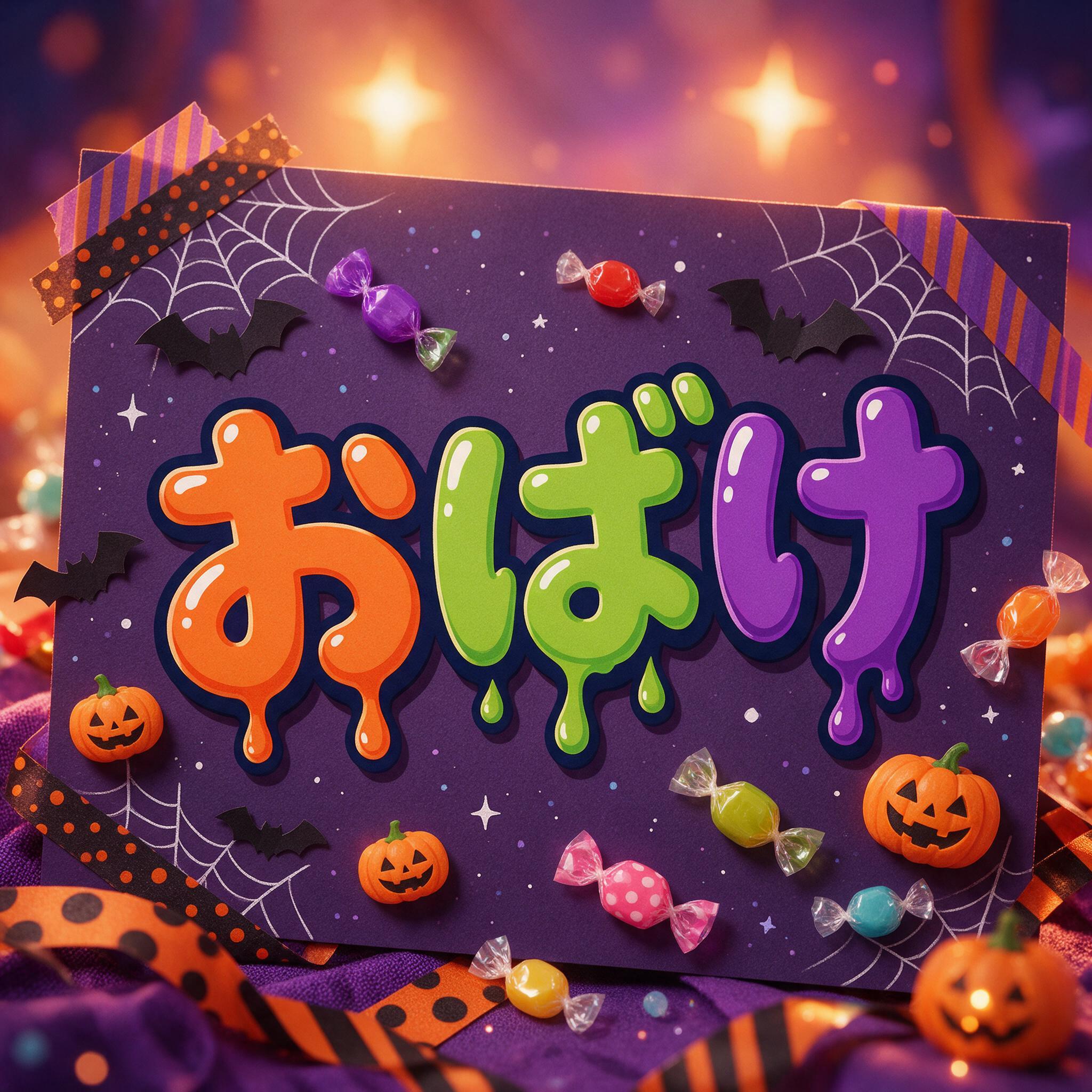 Seedream で生成した ハロウィンのバブル文字 AIフォント：文字「おばけ」