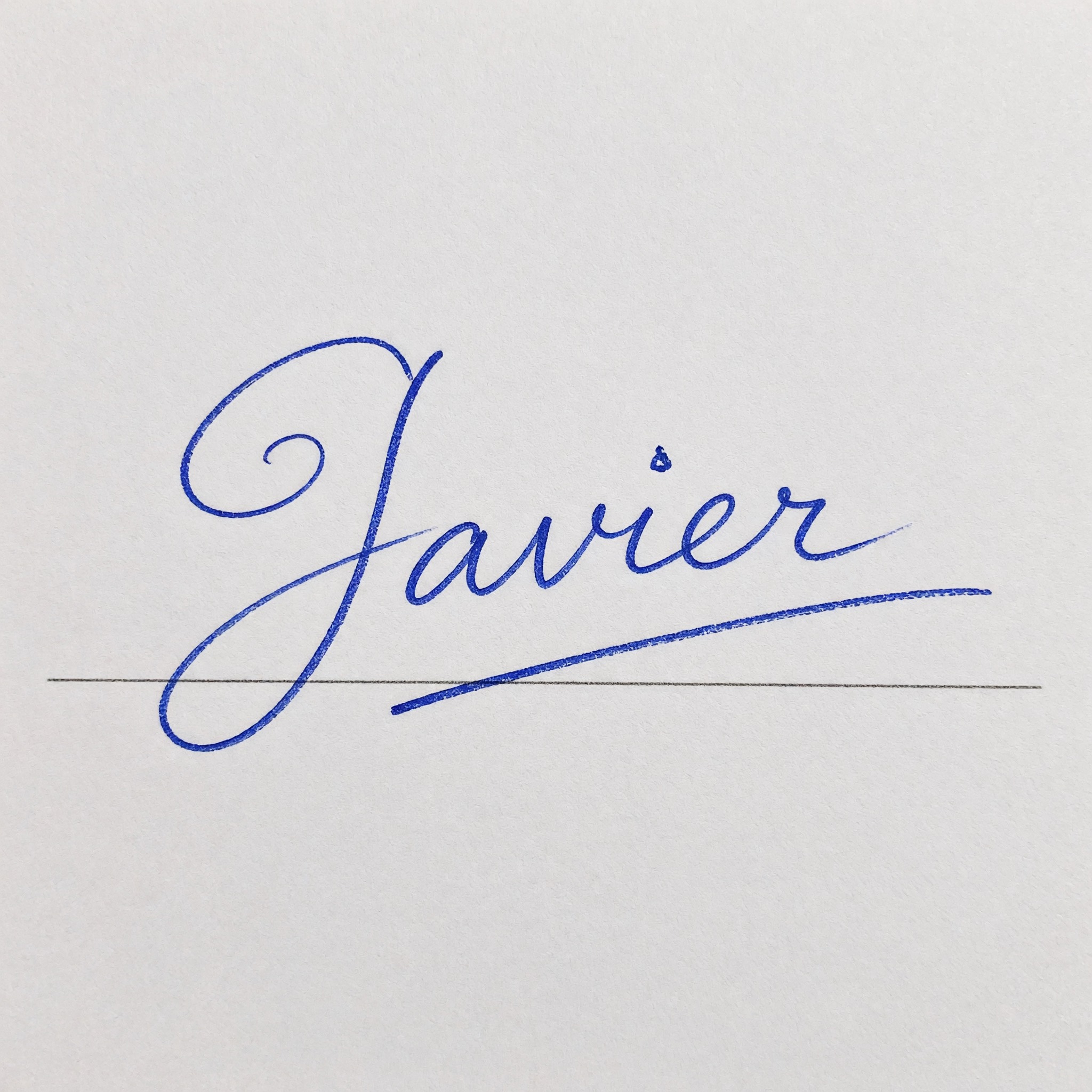 Fuente de IA Firma a mano generada con Grok Imagine: la palabra Javier