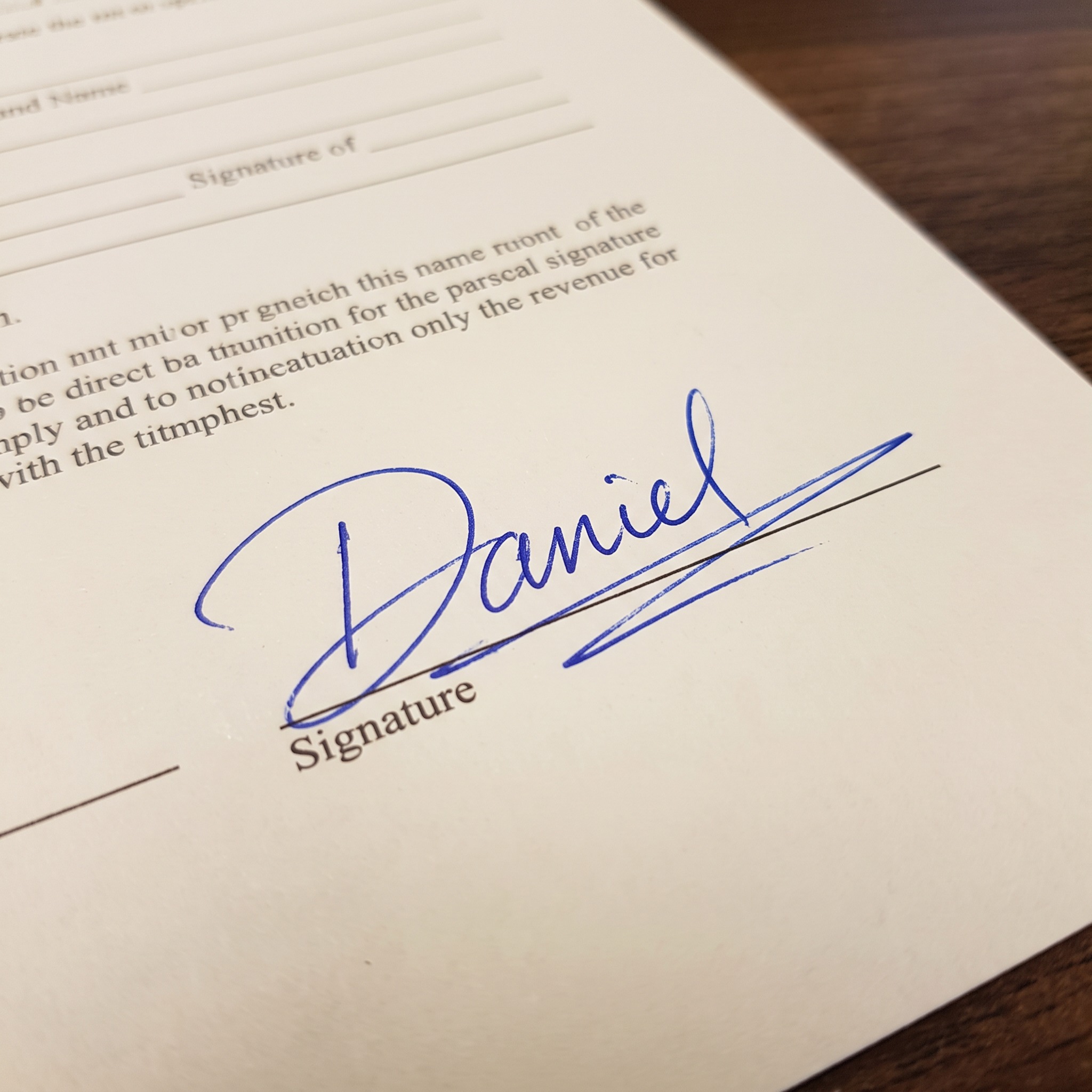 Handwritten Signature AI font generated with Nano Banana: the word Daniel