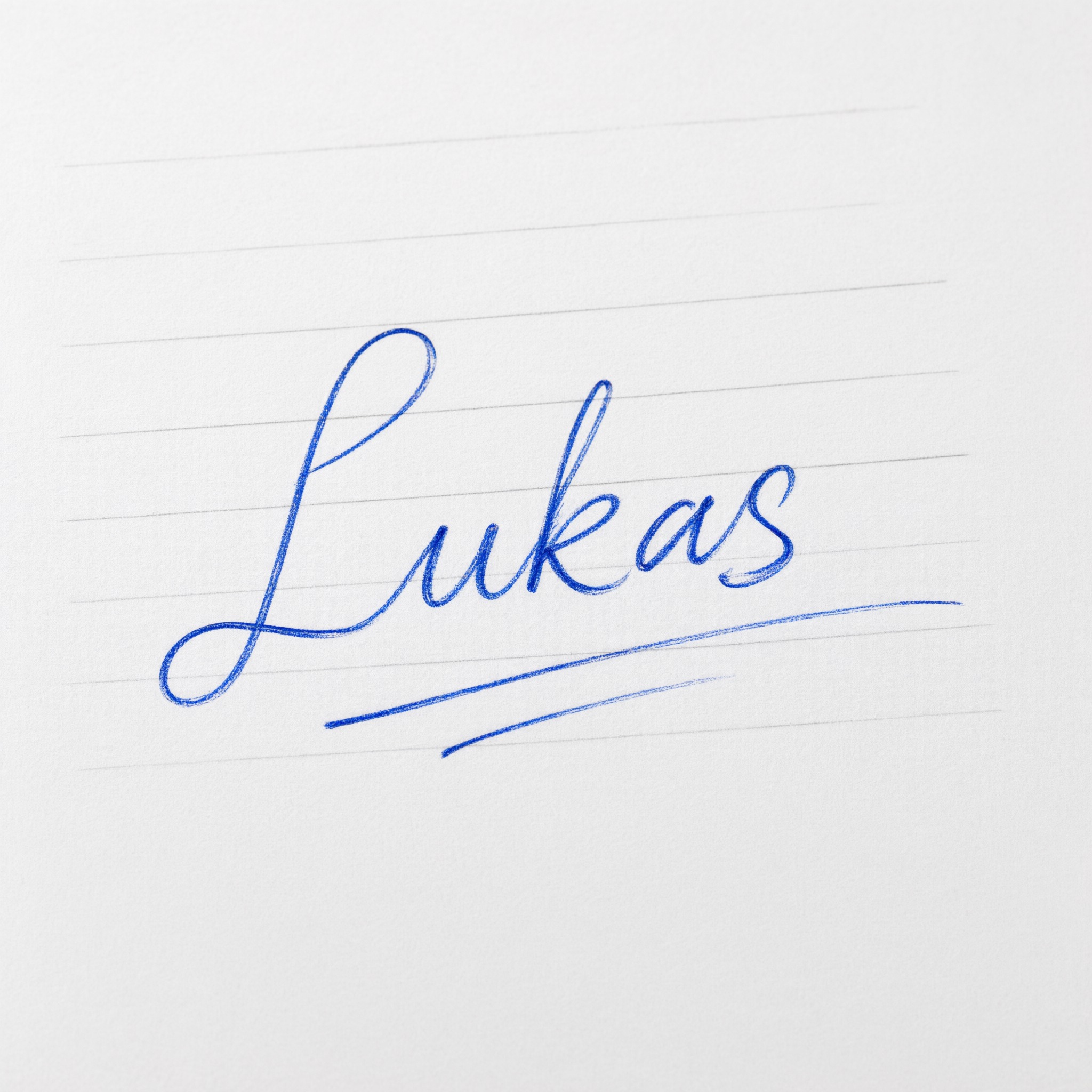 Echte Unterschrift KI-Schrift, erstellt mit Qwen-Image: das Wort Lukas