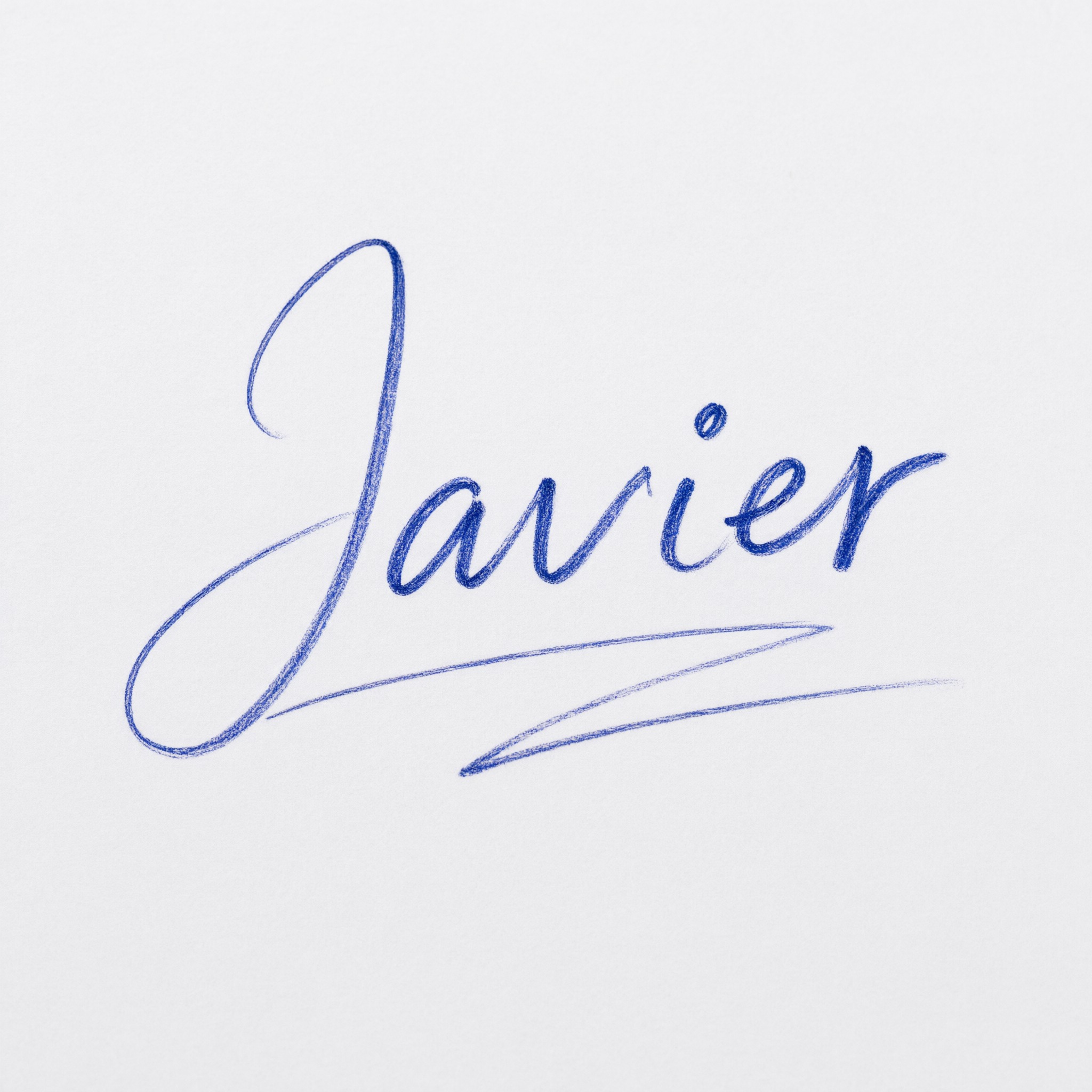 Fuente de IA Firma a mano generada con Qwen-Image: la palabra Javier