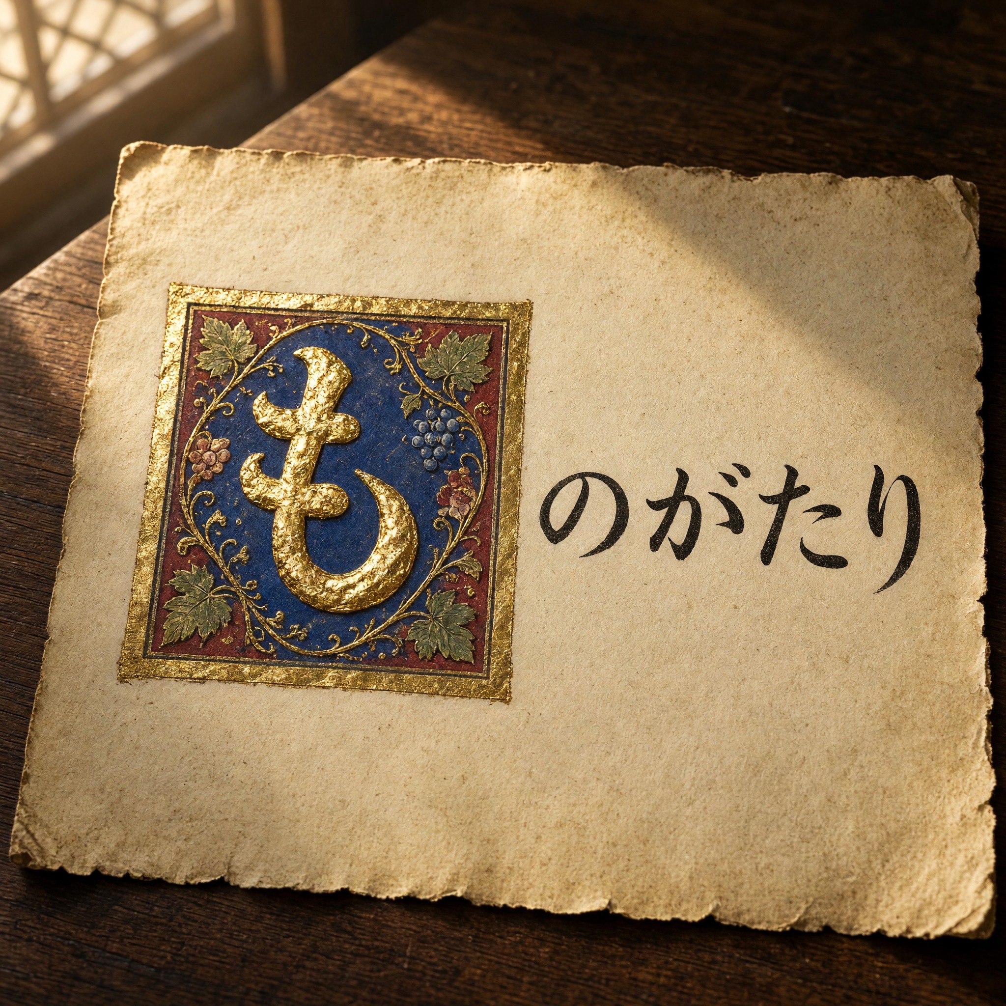 Grok Imagine で生成した 装飾文字 AIフォント：文字「ものがたり」