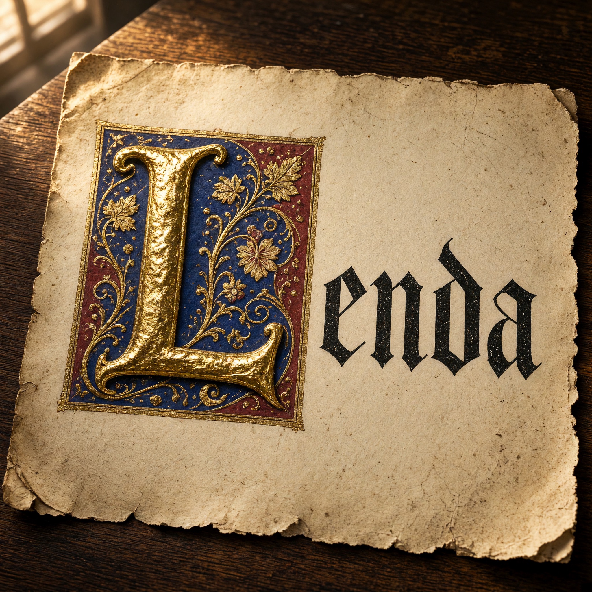 Fonte de IA Letras iluminadas gerada no Grok Imagine: a palavra Lenda
