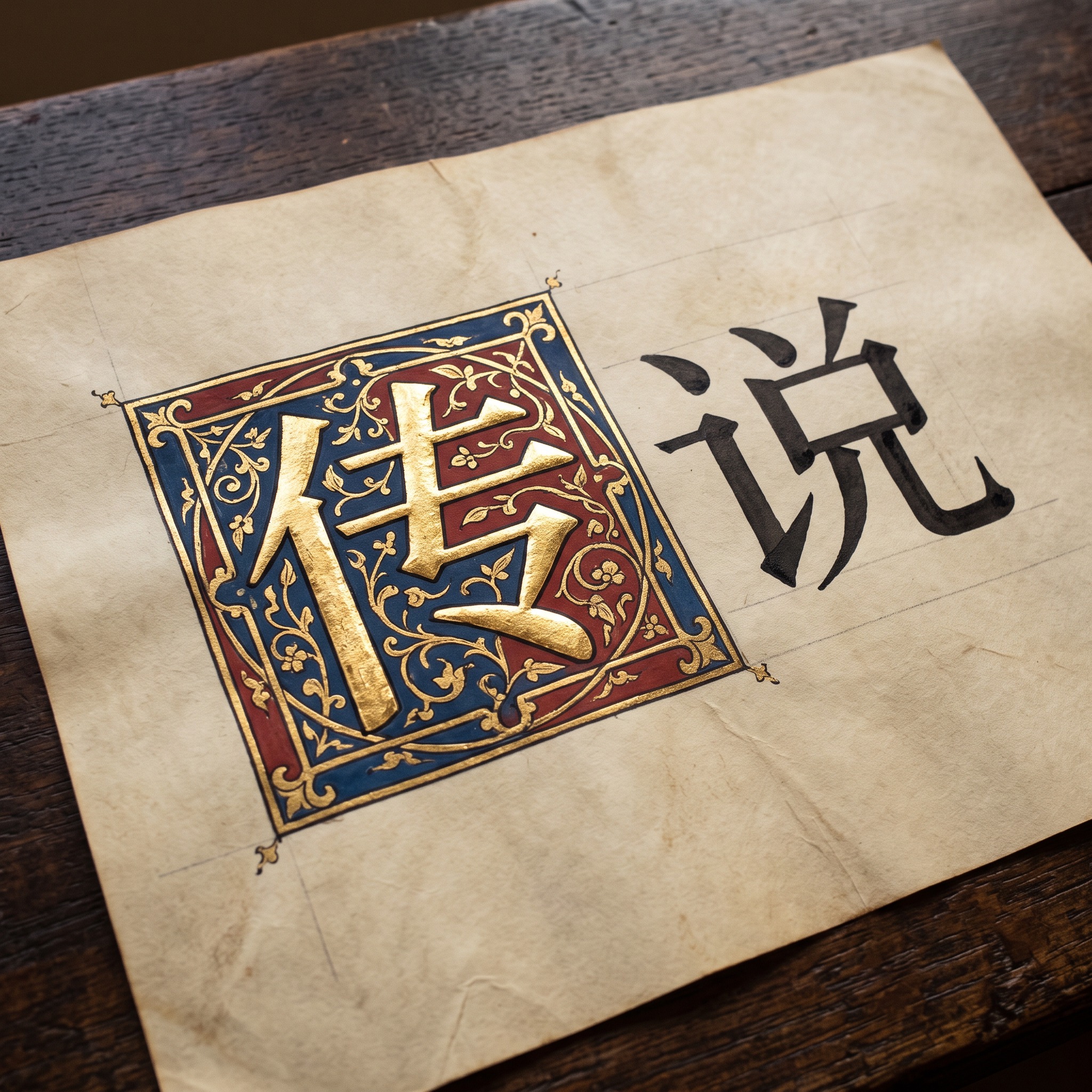 彩饰首字母 AI 字体在 Nano Banana 上的生成结果：文字 传说