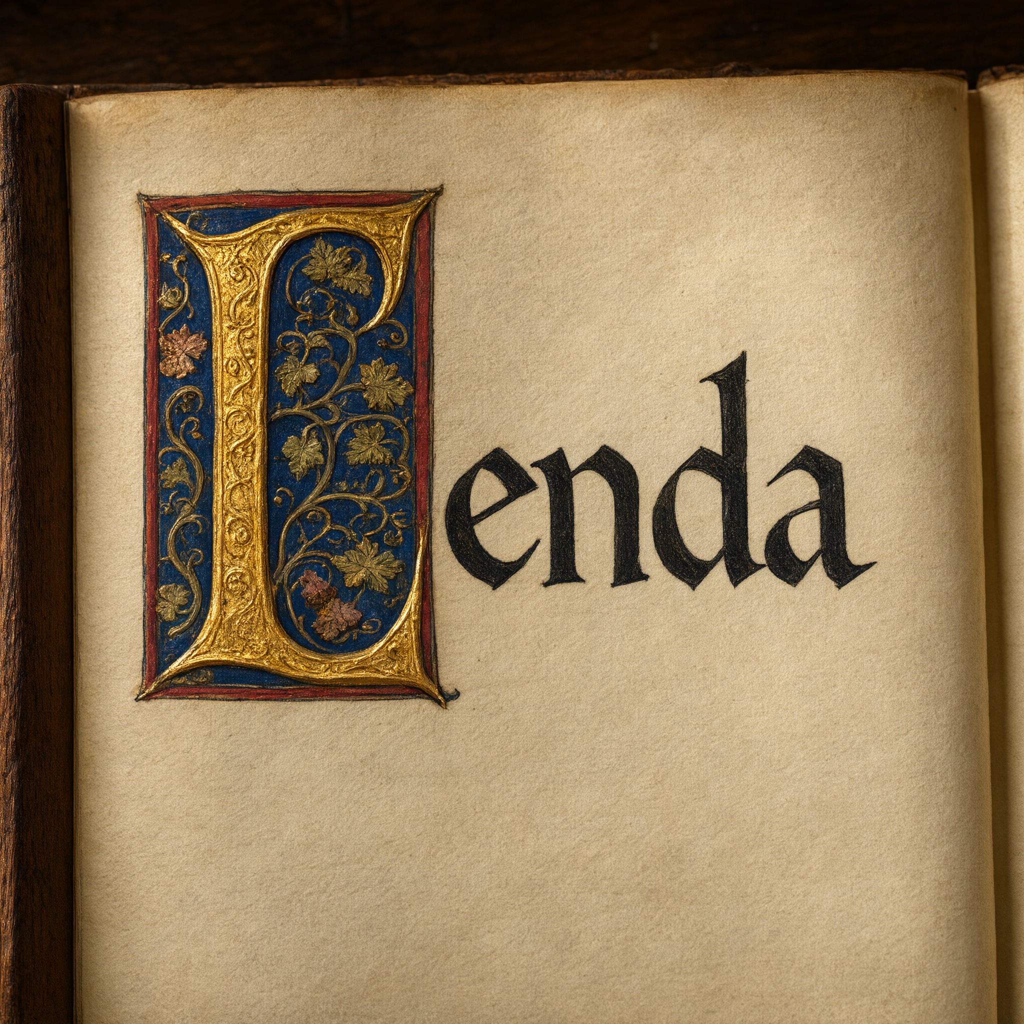 Fonte de IA Letras iluminadas gerada no Qwen-Image: a palavra Lenda