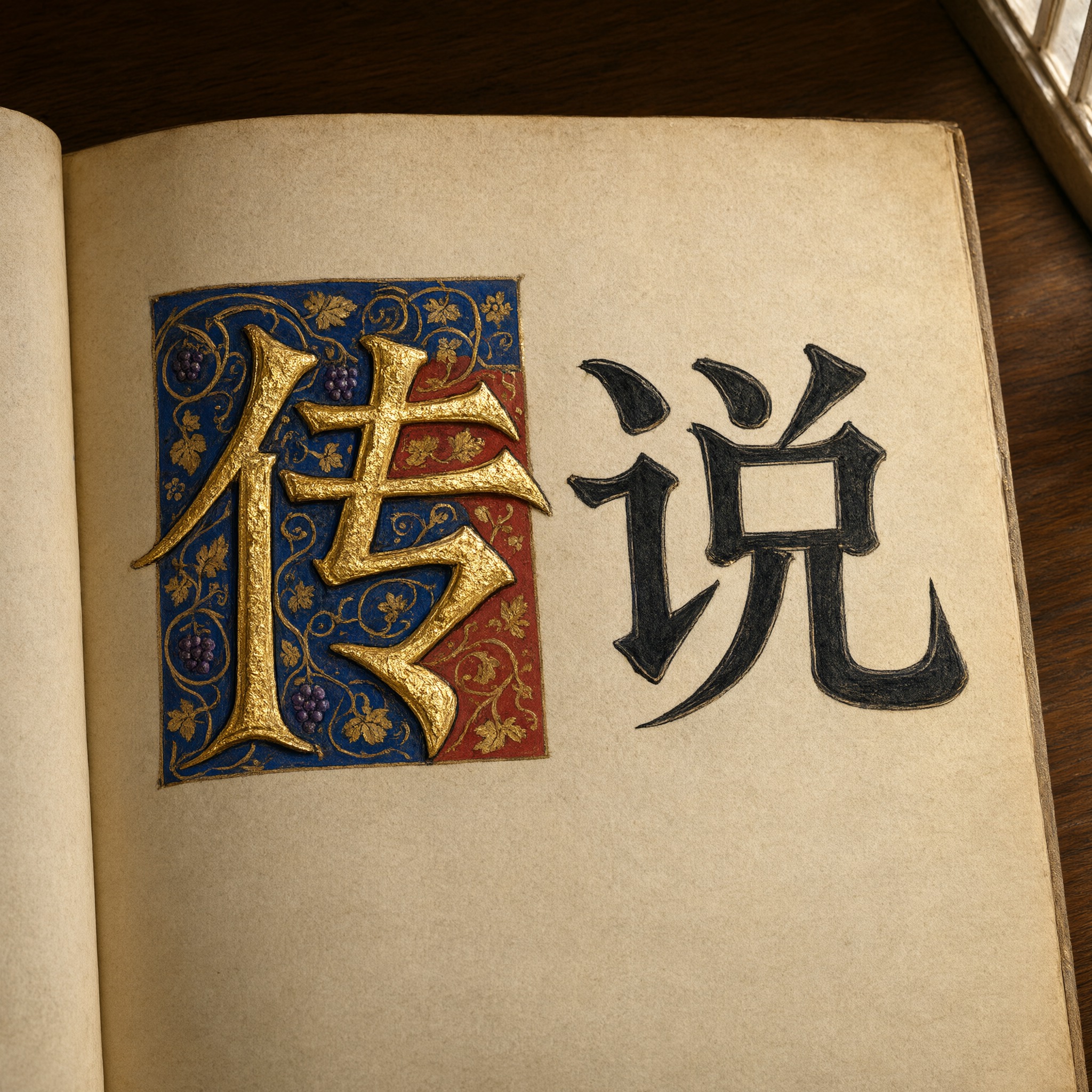 彩饰首字母 AI 字体在 Qwen-Image 上的生成结果：文字 传说