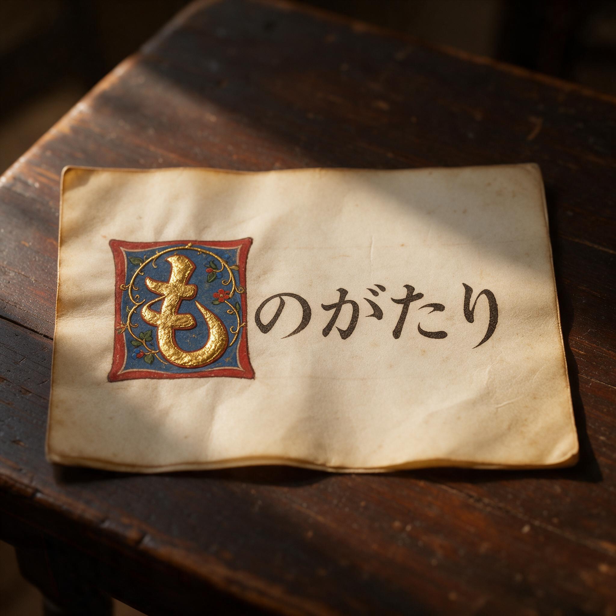 Seedream で生成した 装飾文字 AIフォント：文字「ものがたり」