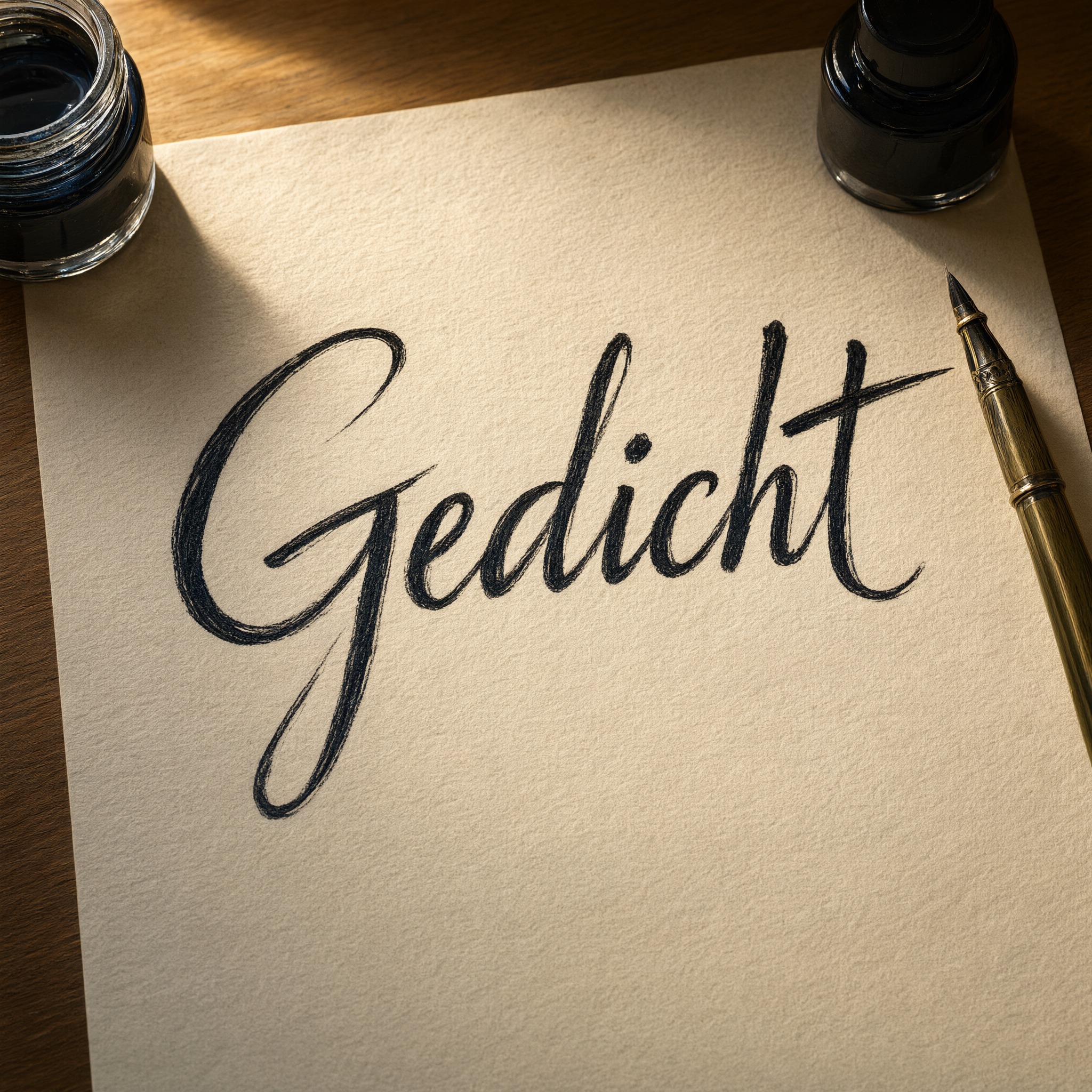 Kanzleischrift KI-Schrift, erstellt mit Qwen-Image: das Wort Gedicht