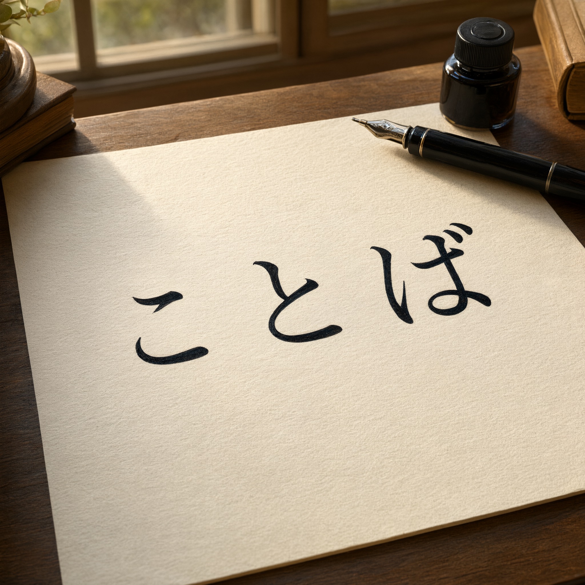 Qwen-Image で生成した イタリック体カリグラフィー AIフォント：文字「ことば」