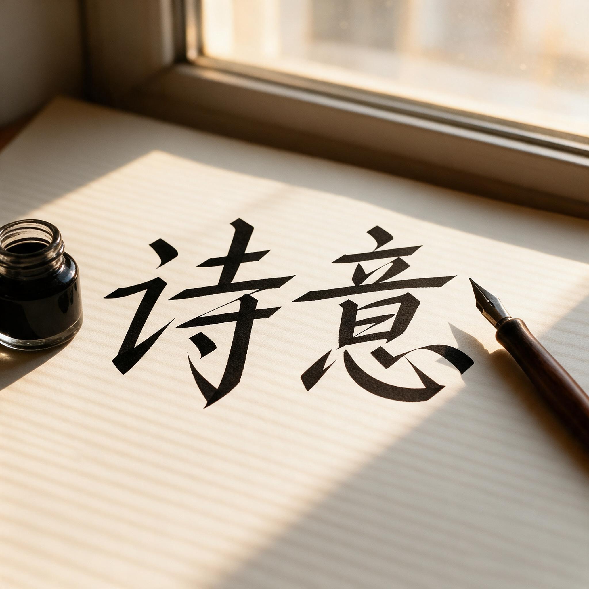 意大利斜体书法 AI 字体在 Seedream 上的生成结果：文字 诗意